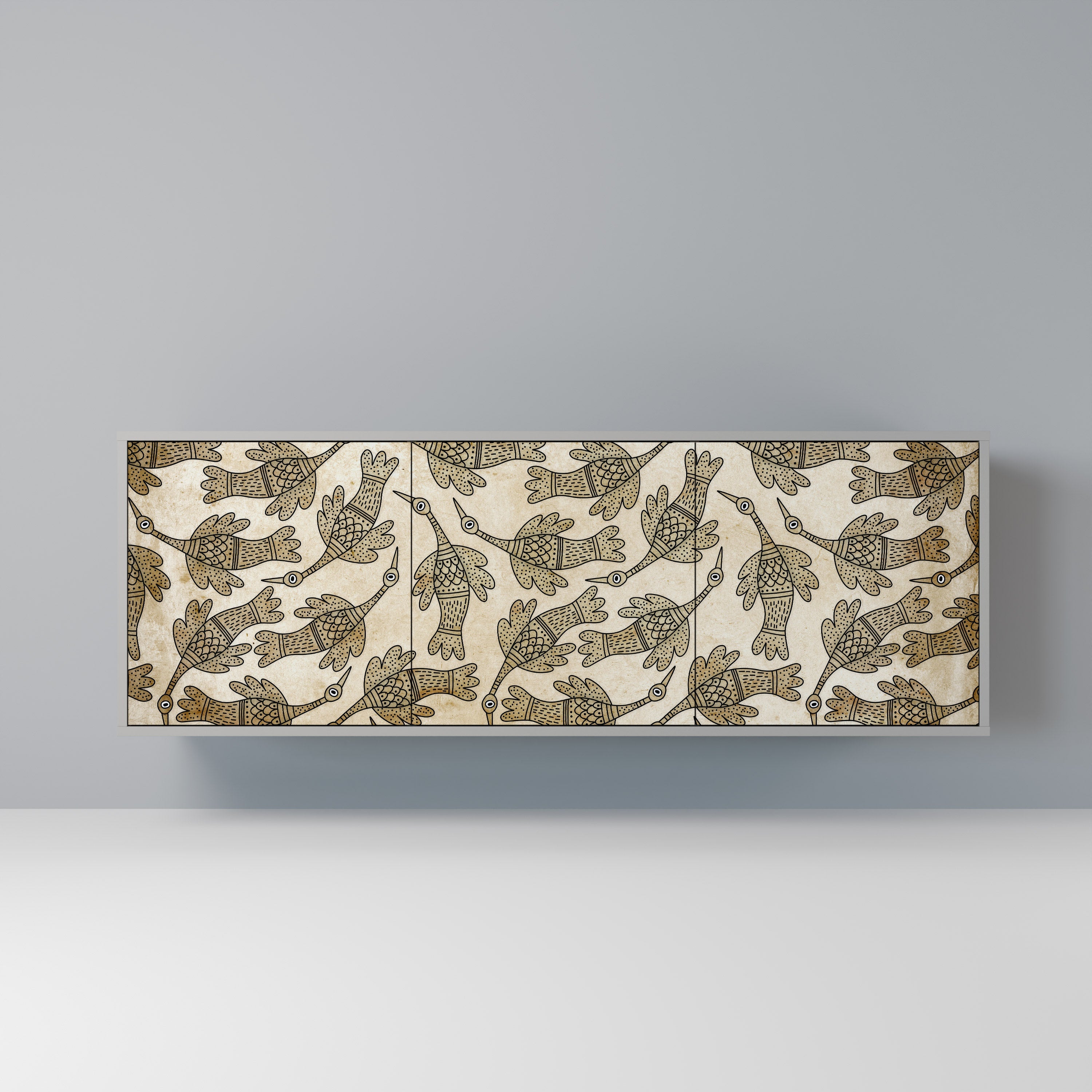 ALMONDINE SONGBIRD 3-Door Sideboard in Grey Finish