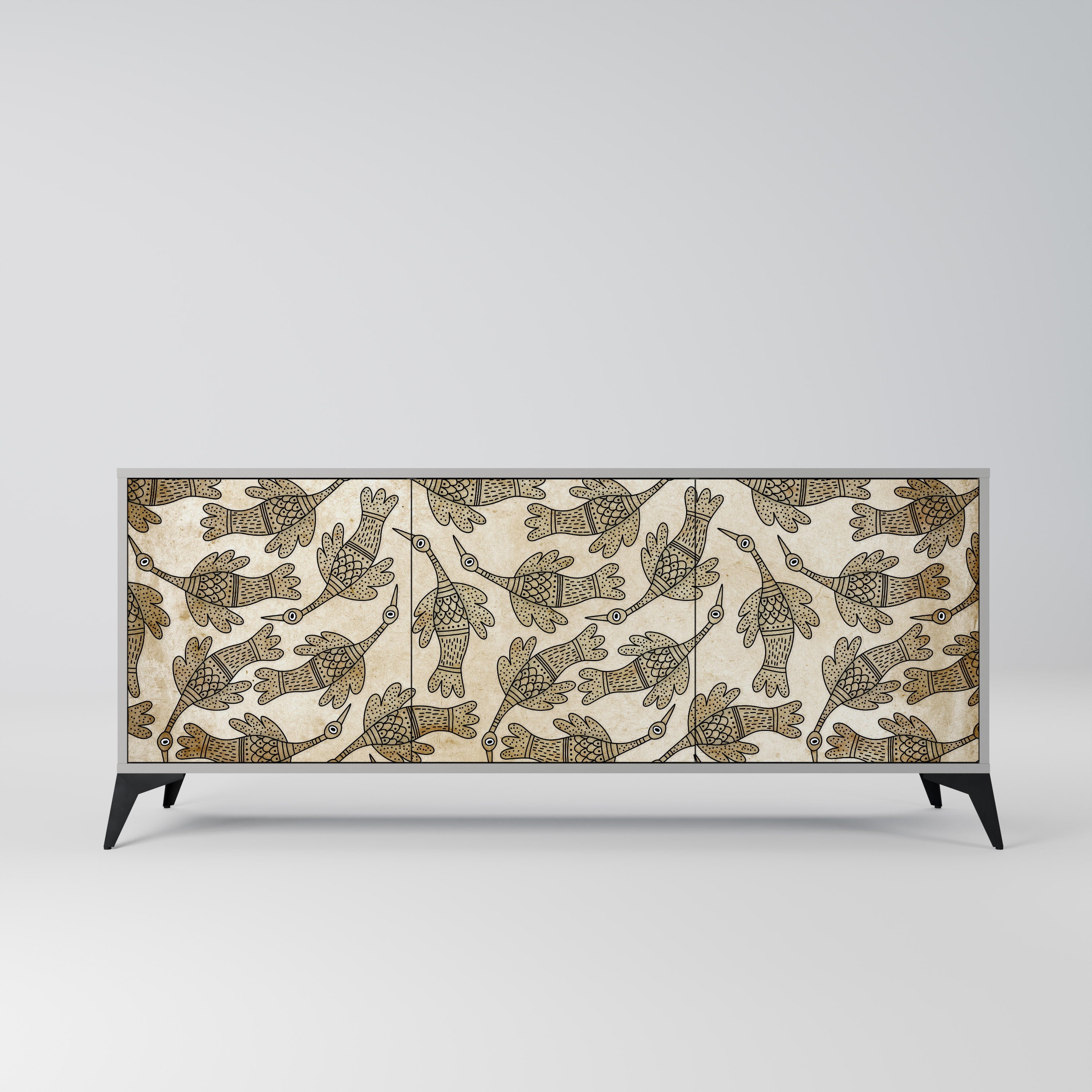 ALMONDINE SONGBIRD 3-Door Sideboard in Grey Finish