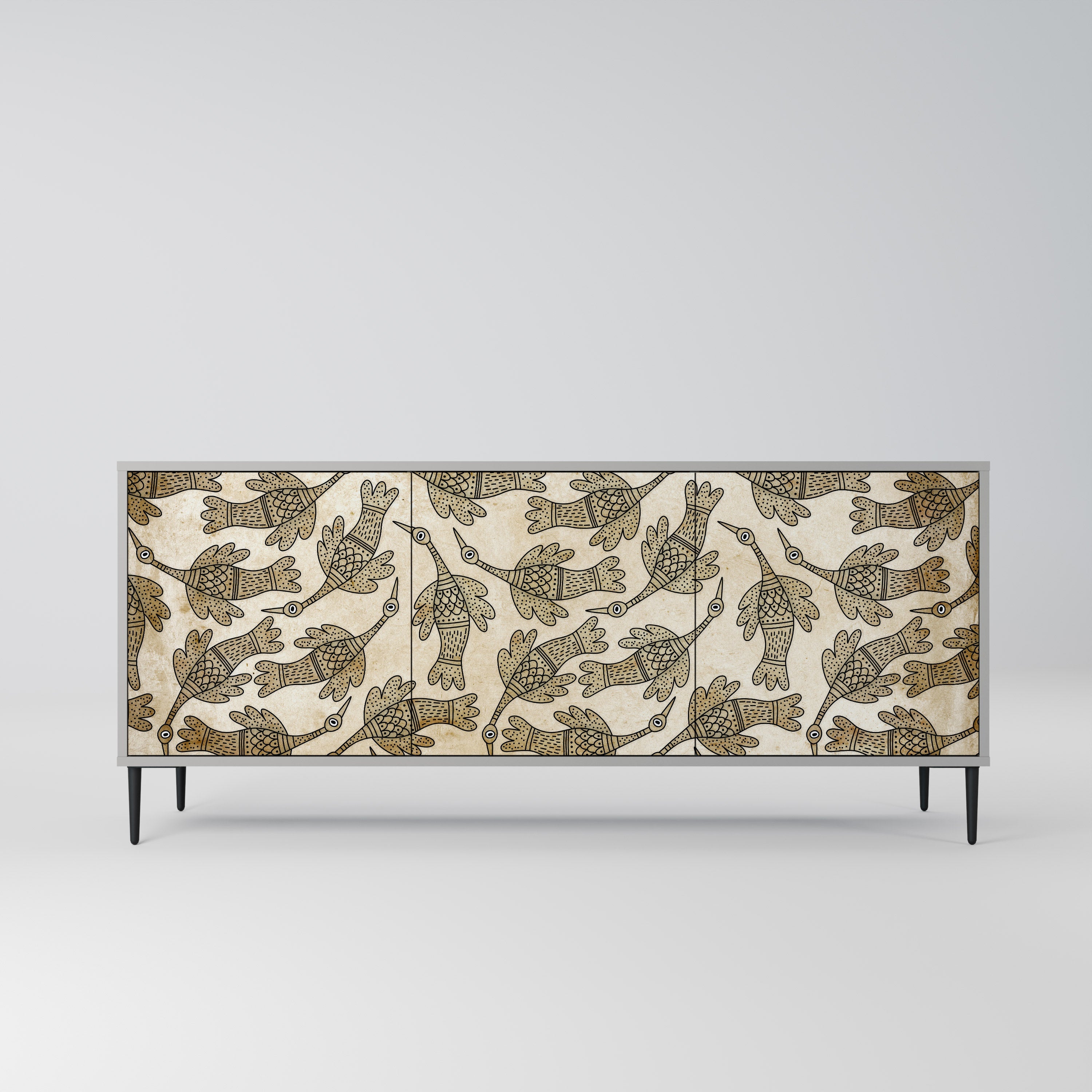 ALMONDINE SONGBIRD 3-Door Sideboard in Grey Finish