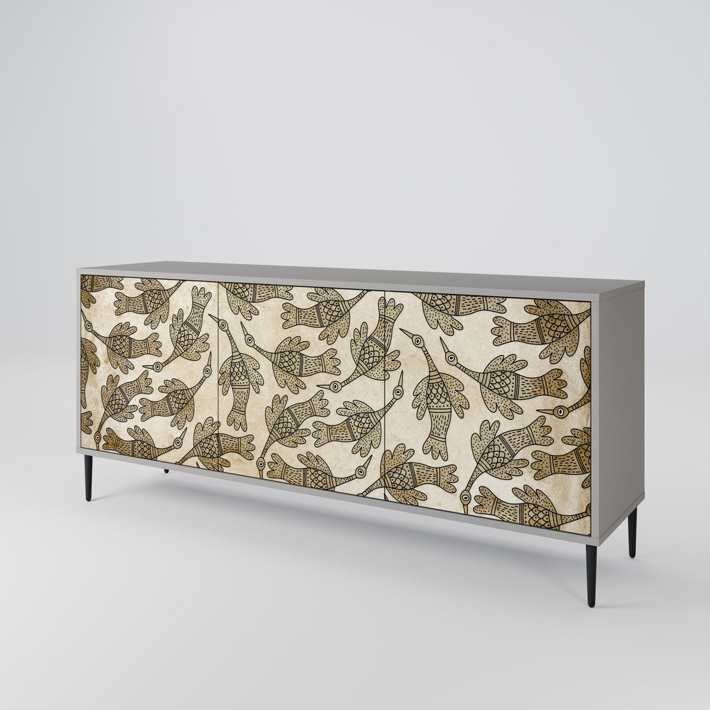ALMONDINE SONGBIRD 3-Door Sideboard in Grey Finish