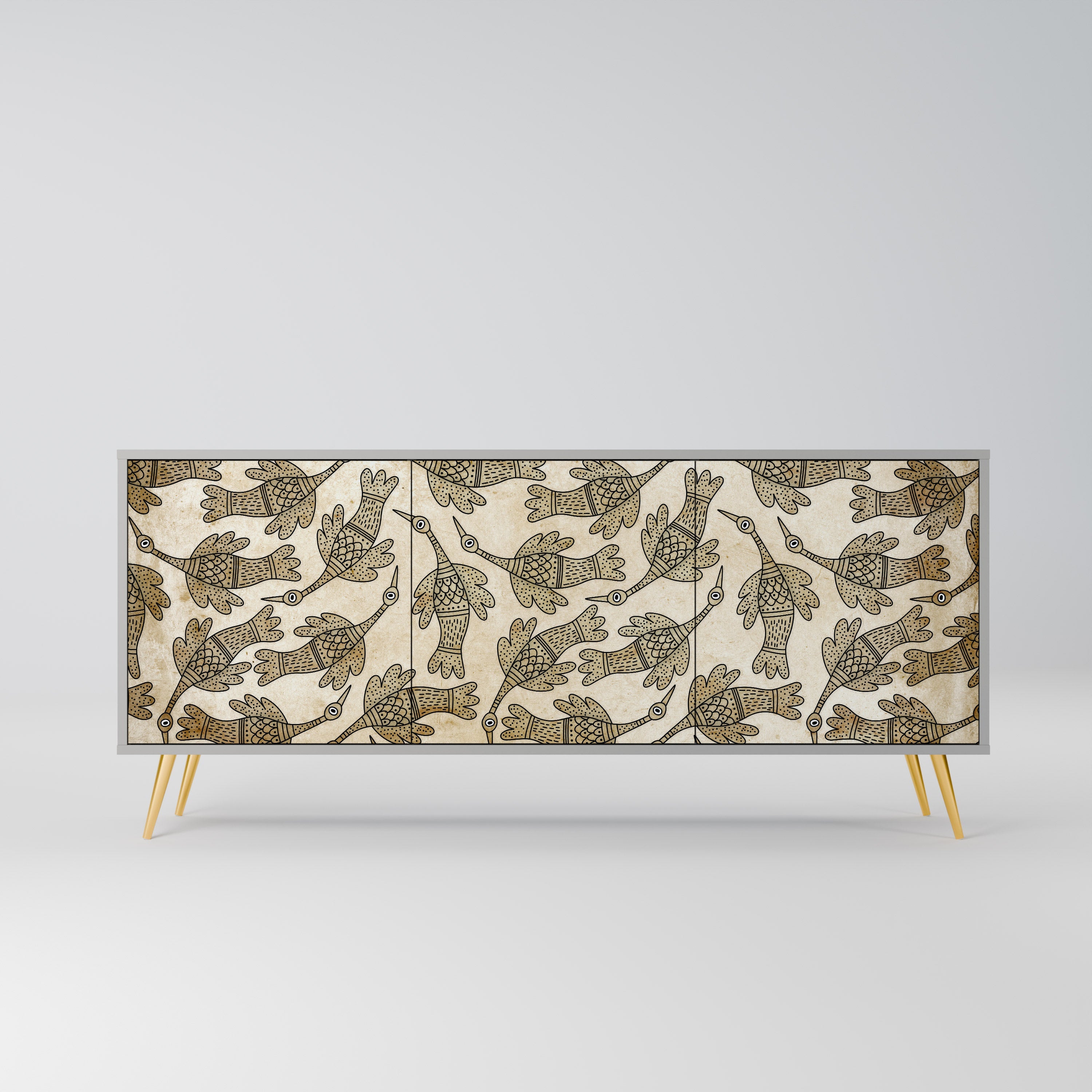 ALMONDINE SONGBIRD 3-Door Sideboard in Grey Finish