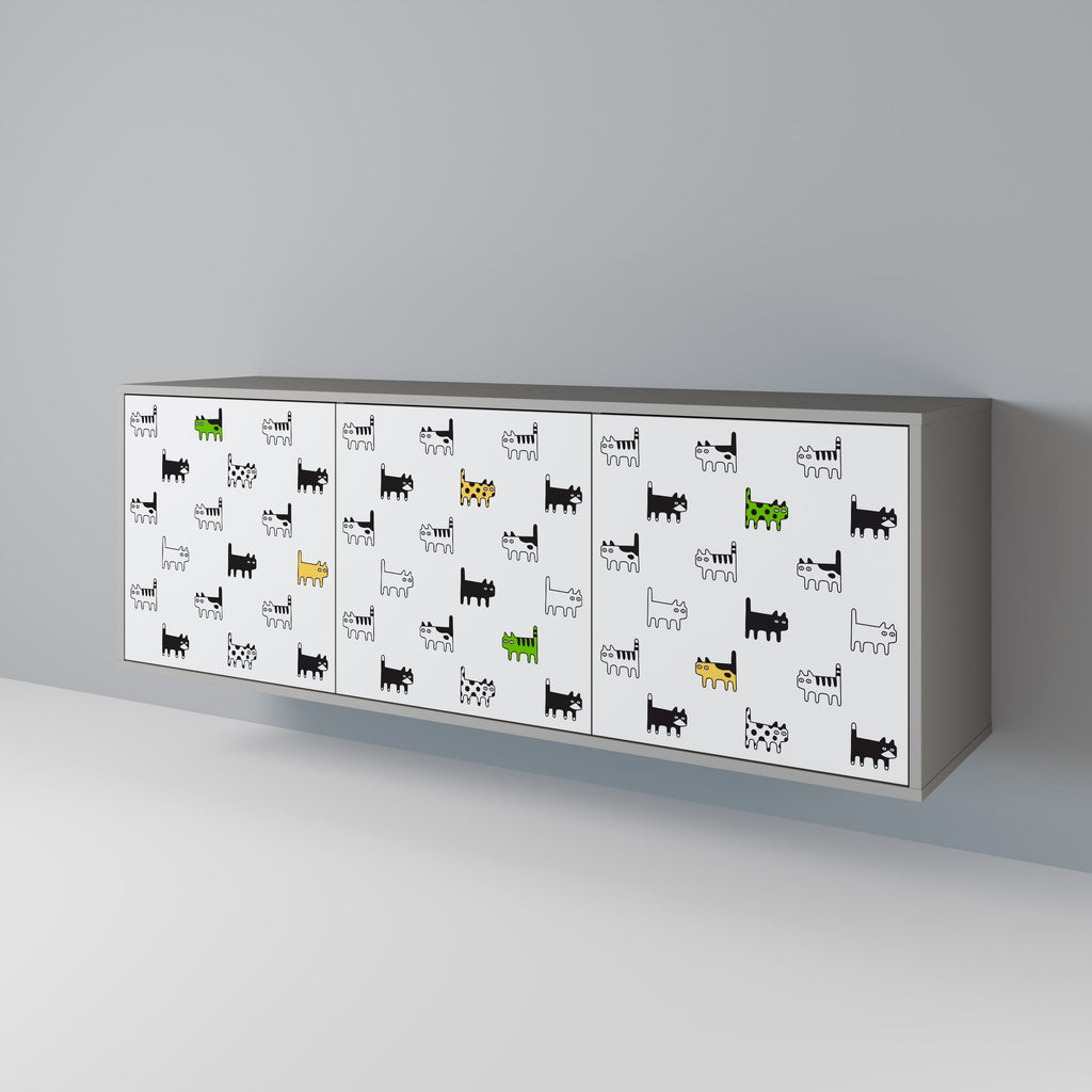 CATS COMPILATION Aparador de 3 Portas em Acabamento Cinzento