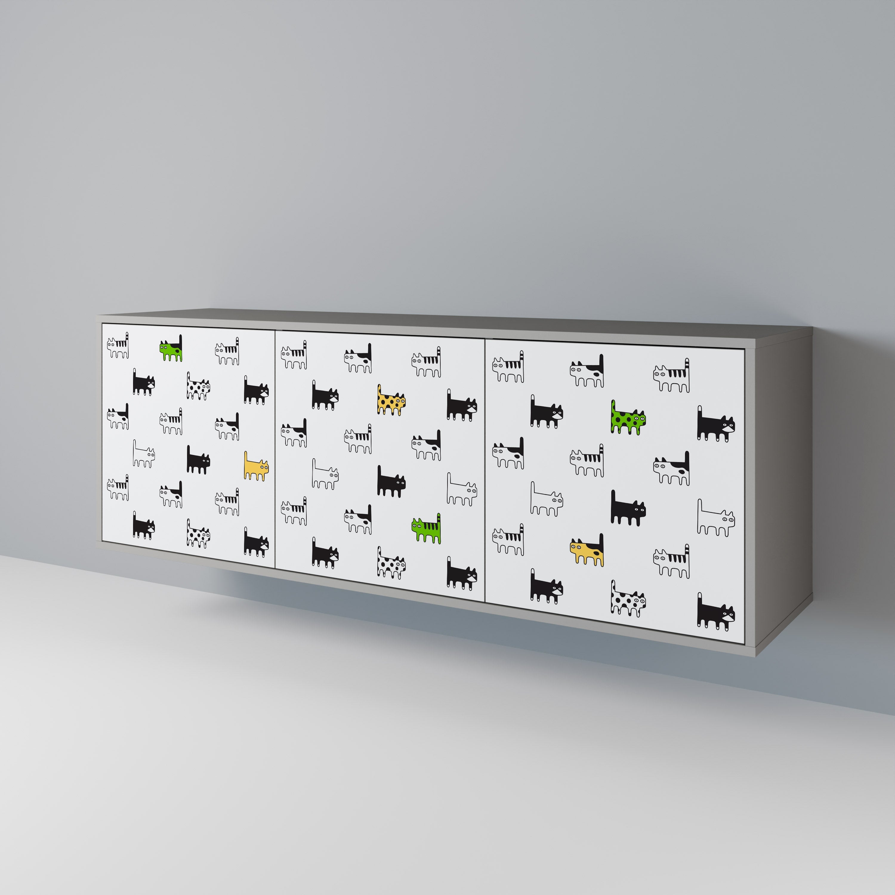 CATS COMPILATION Aparador de 3 Portas em Acabamento Cinzento