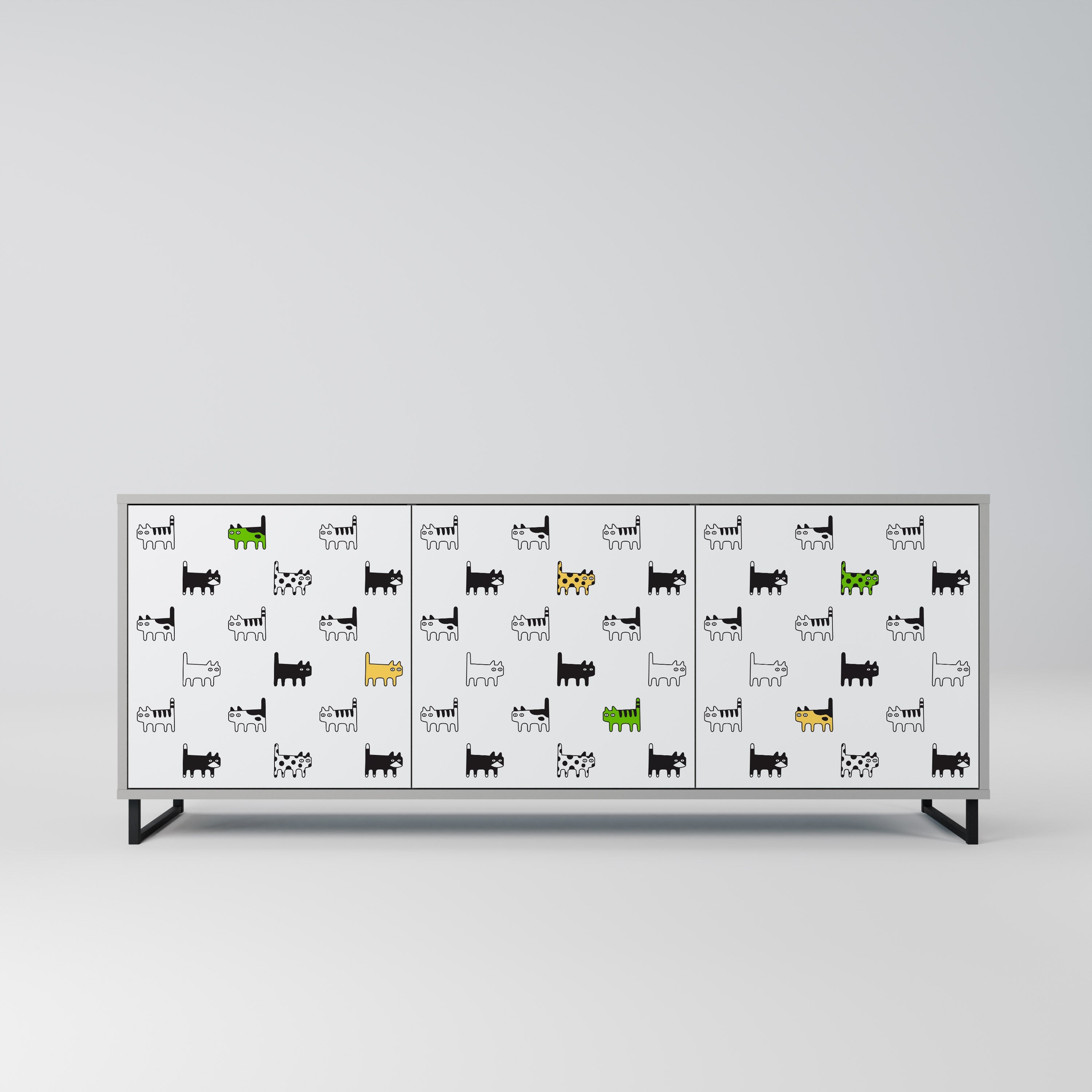 CATS COMPILATION Aparador de 3 Portas em Acabamento Cinzento