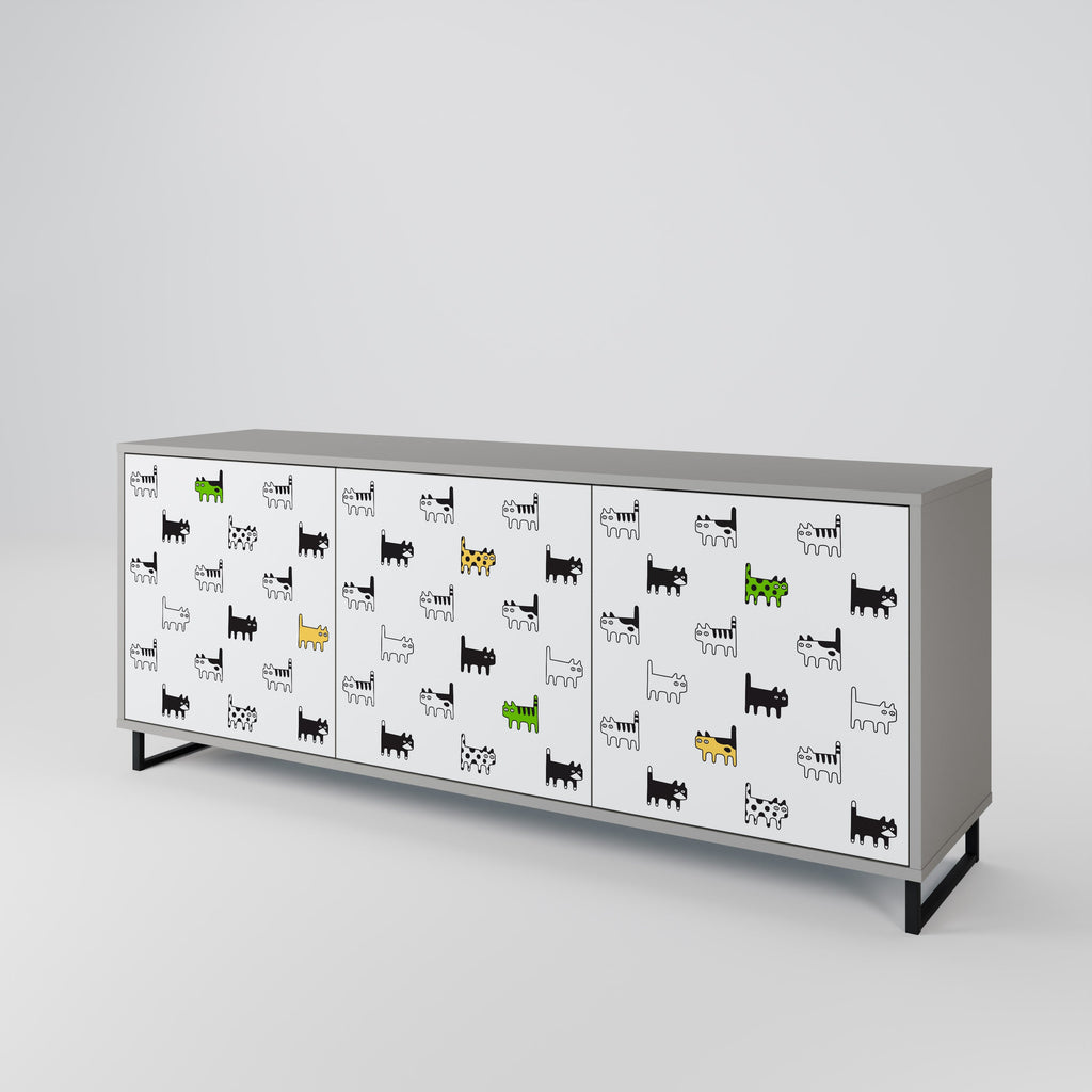 CATS COMPILATION Aparador de 3 Portas em Acabamento Cinzento