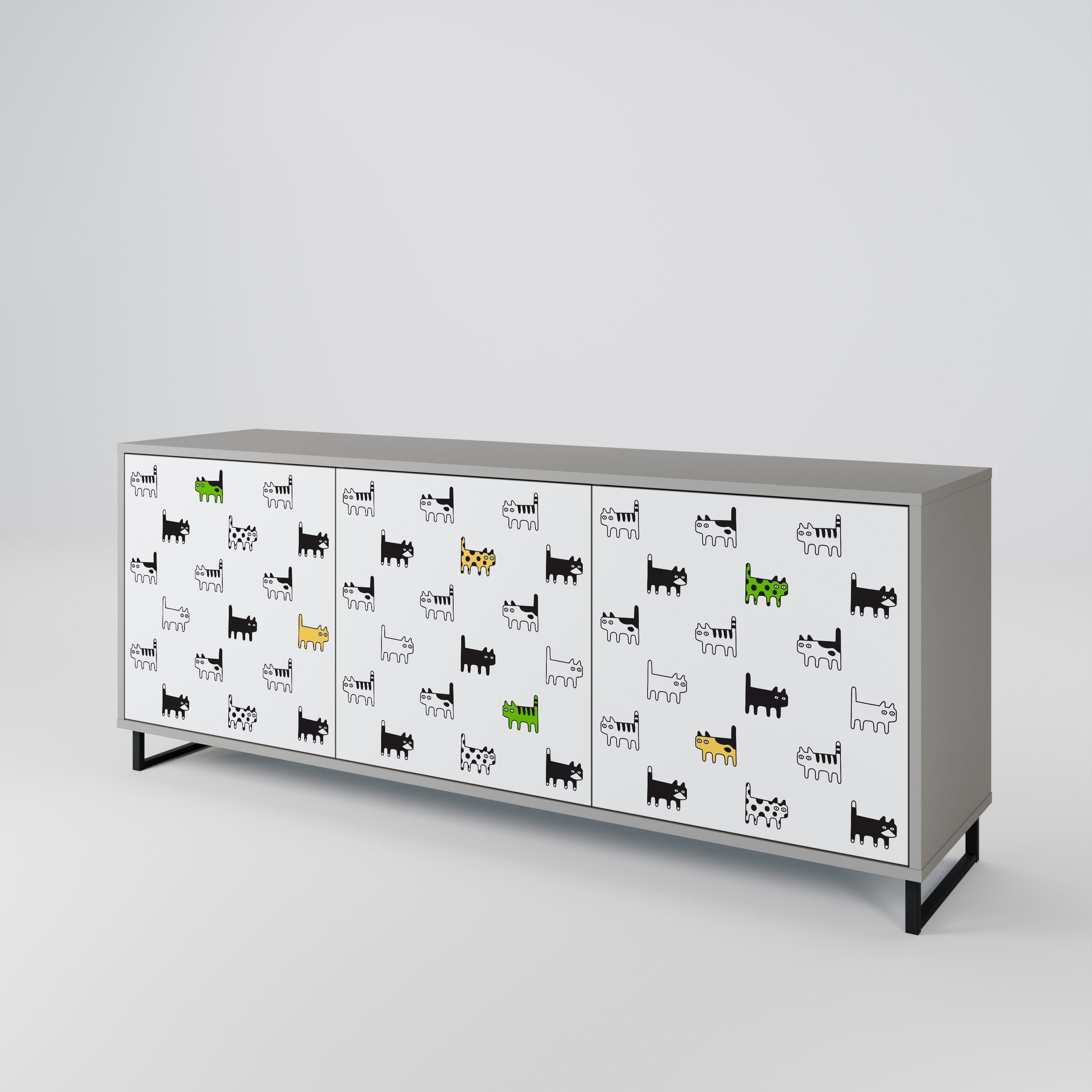CATS COMPILATION Aparador de 3 Portas em Acabamento Cinzento