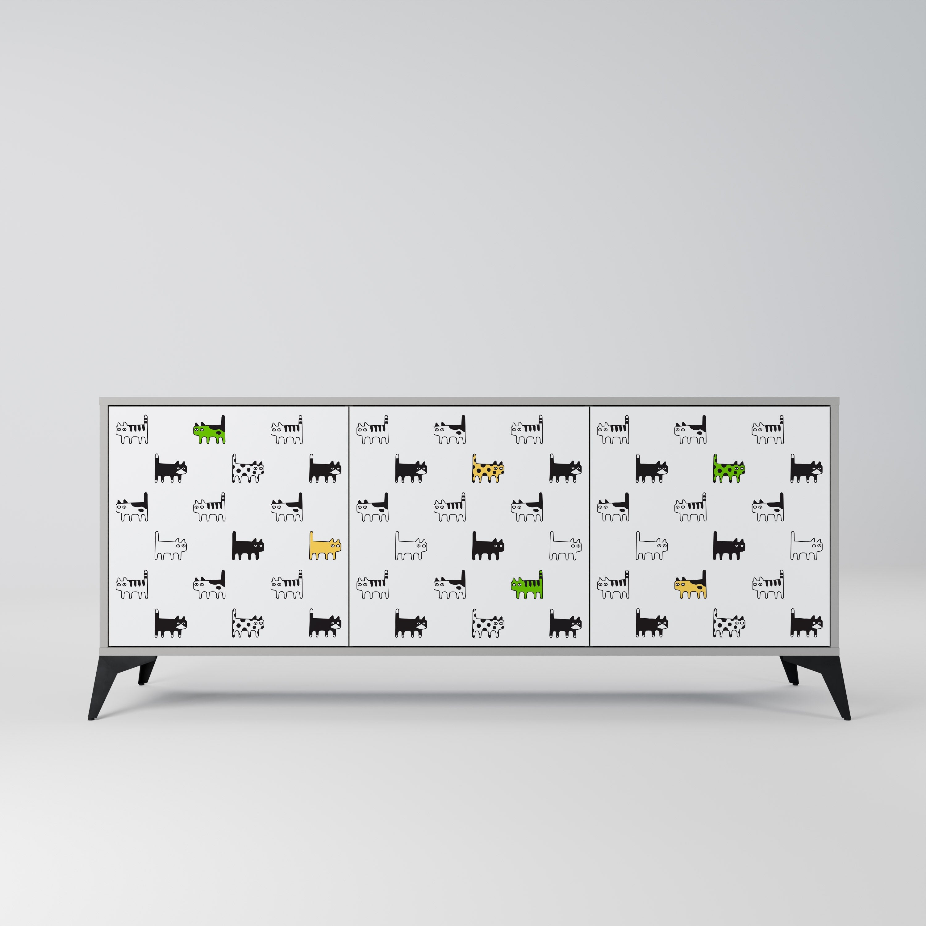 CATS COMPILATION Aparador de 3 Portas em Acabamento Cinzento