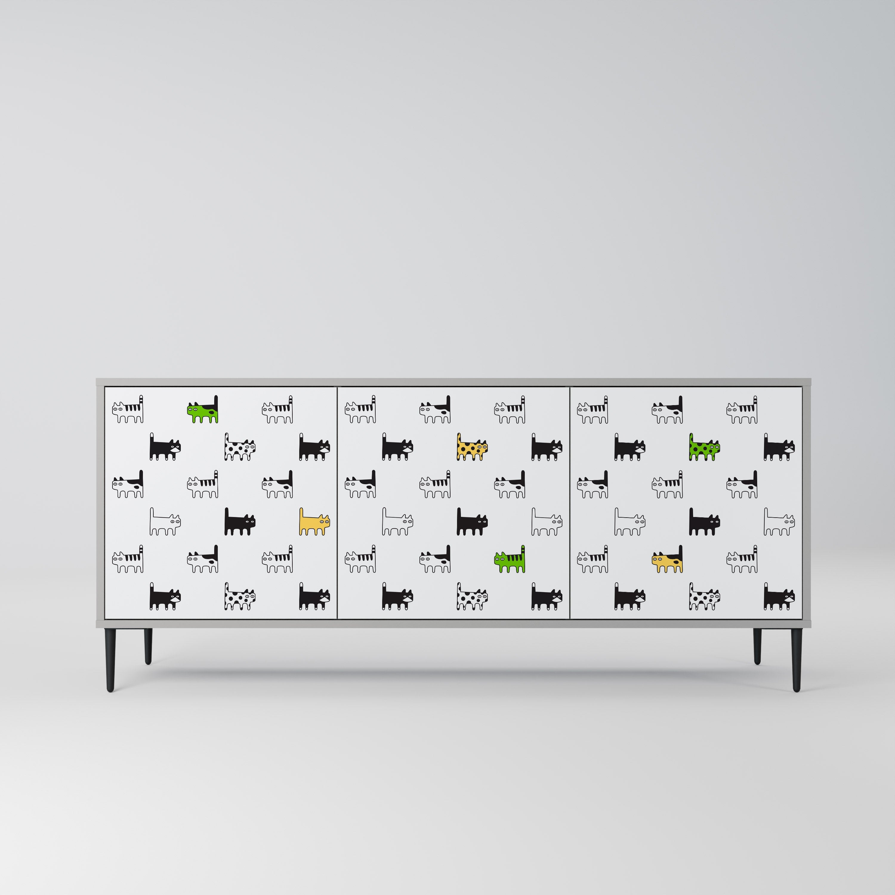 CATS COMPILATION Aparador de 3 Portas em Acabamento Cinzento