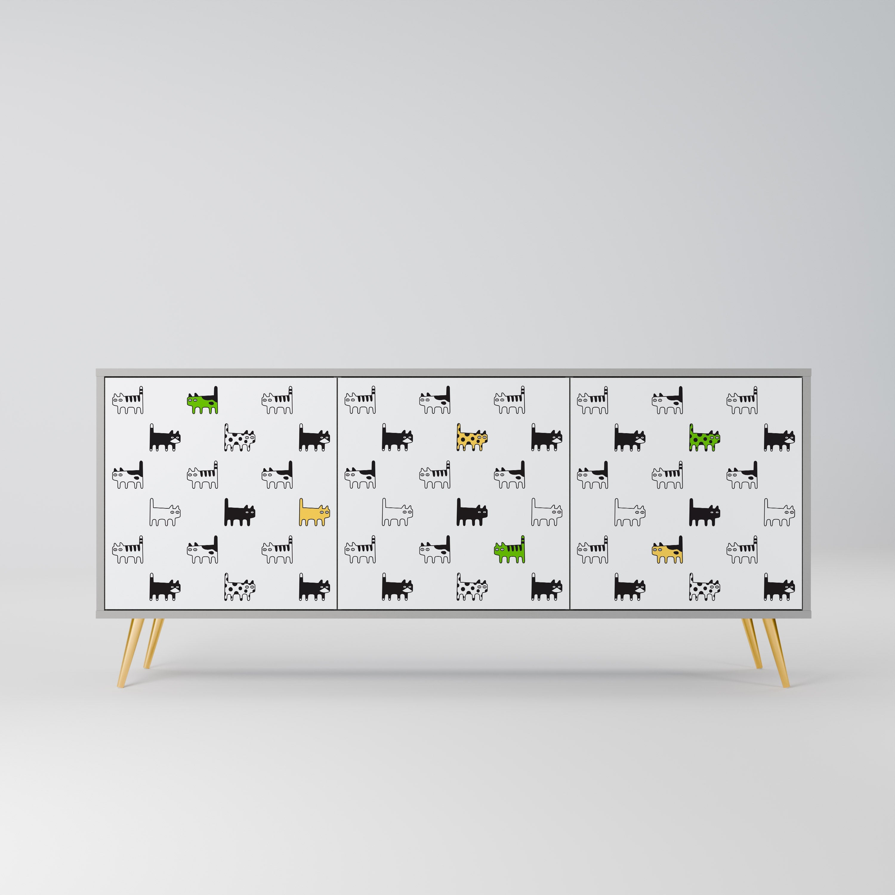 CATS COMPILATION Aparador de 3 Portas em Acabamento Cinzento