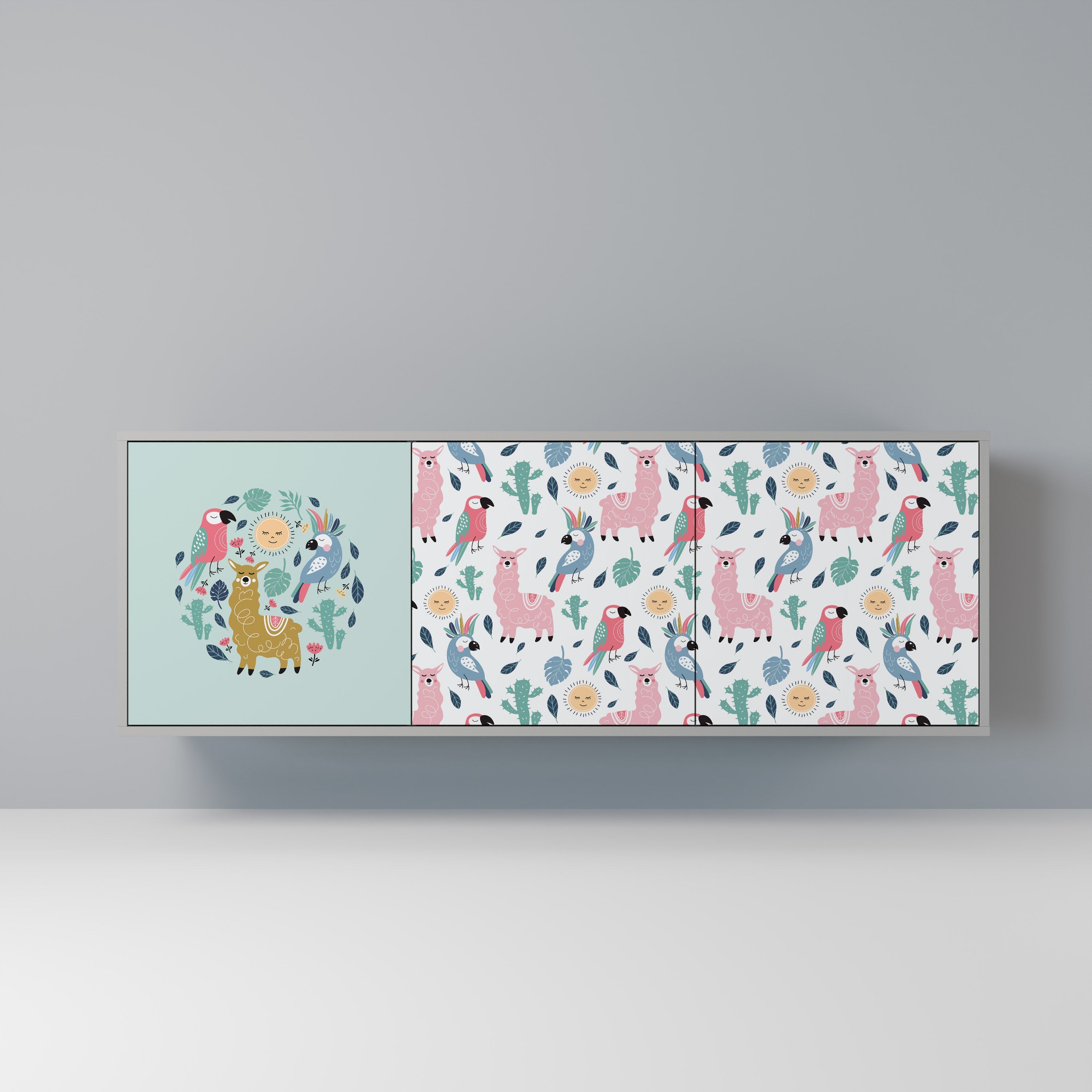 COLORFUL ALPACAS Aparador de 3 Portas em Acabamento Cinzento