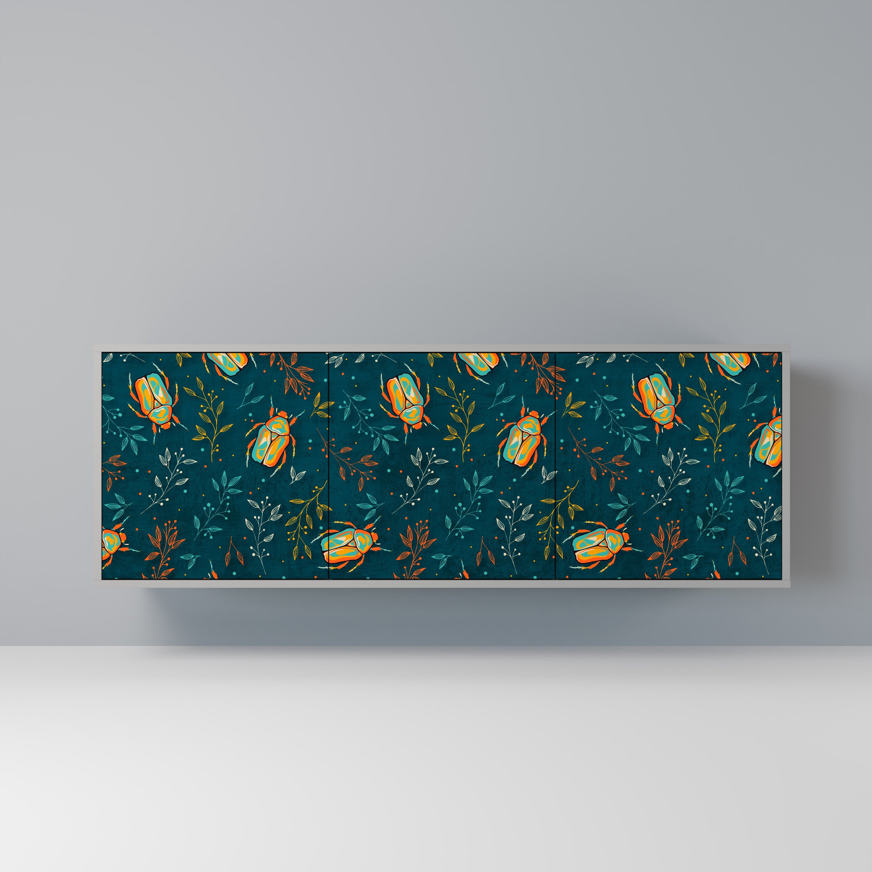 AUTUMN INSECTS Aparador de 3 Portas em Acabamento Cinzento