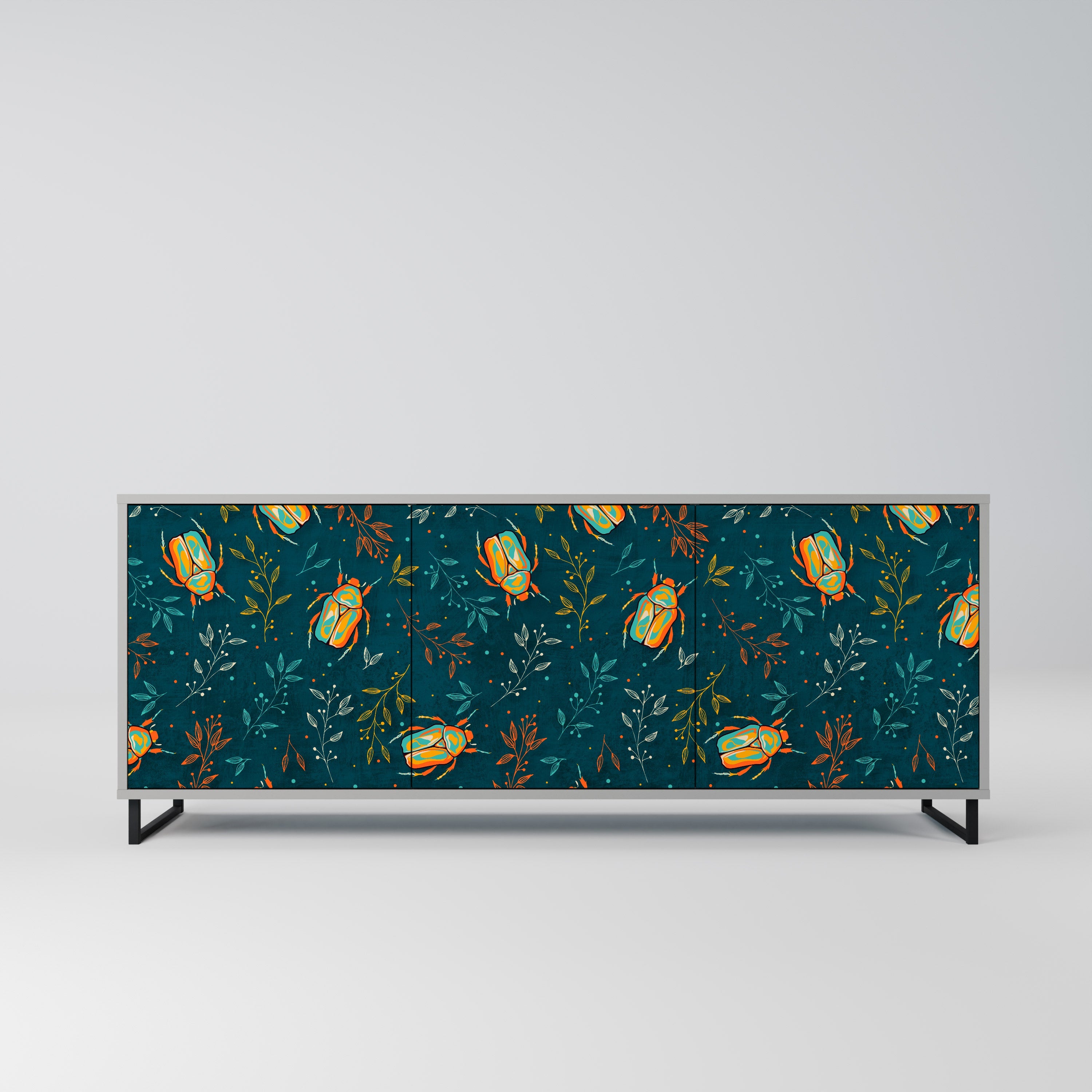 AUTUMN INSECTS Aparador de 3 Portas em Acabamento Cinzento