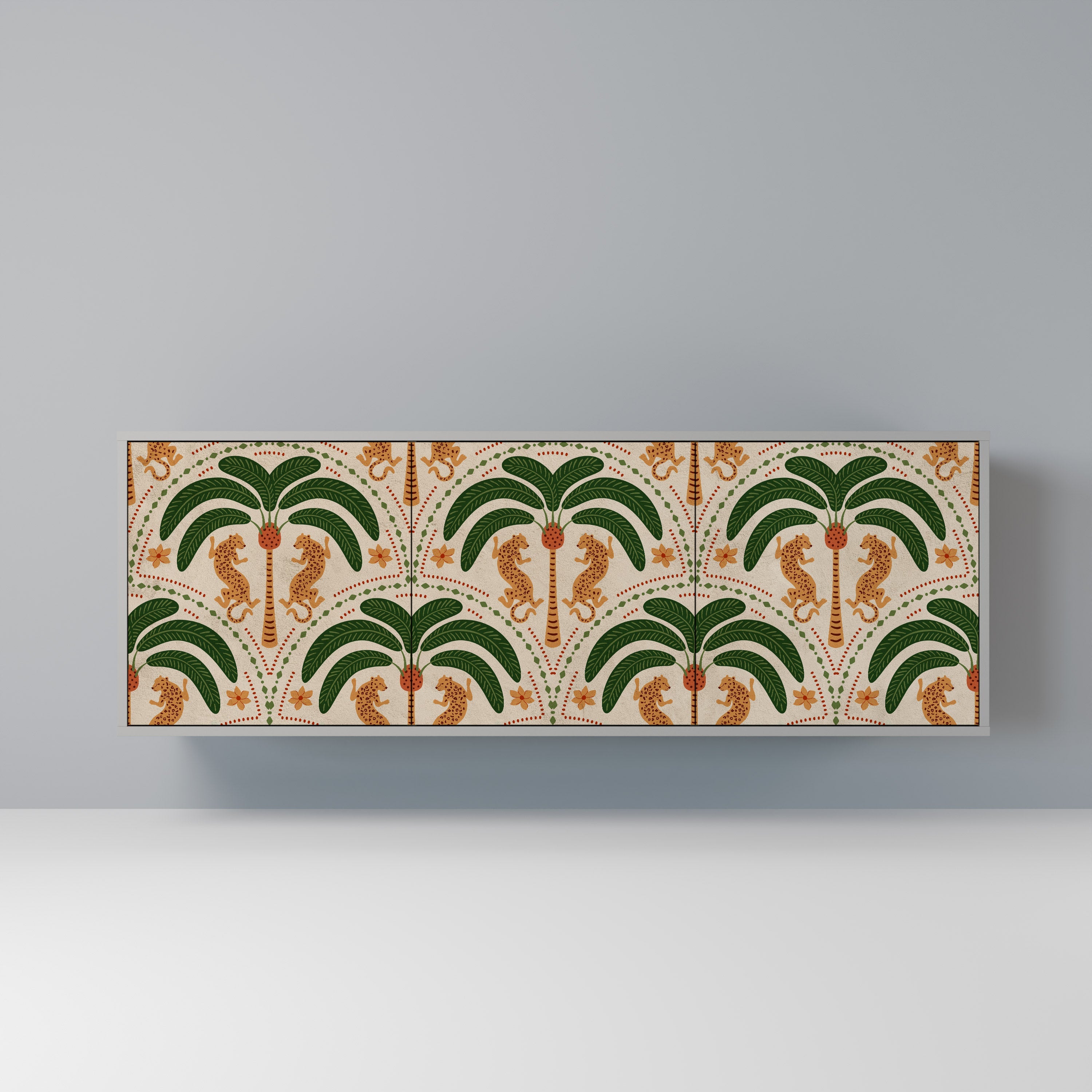 DANCING PREDATORS Aparador de 3 Portas em Acabamento Cinzento