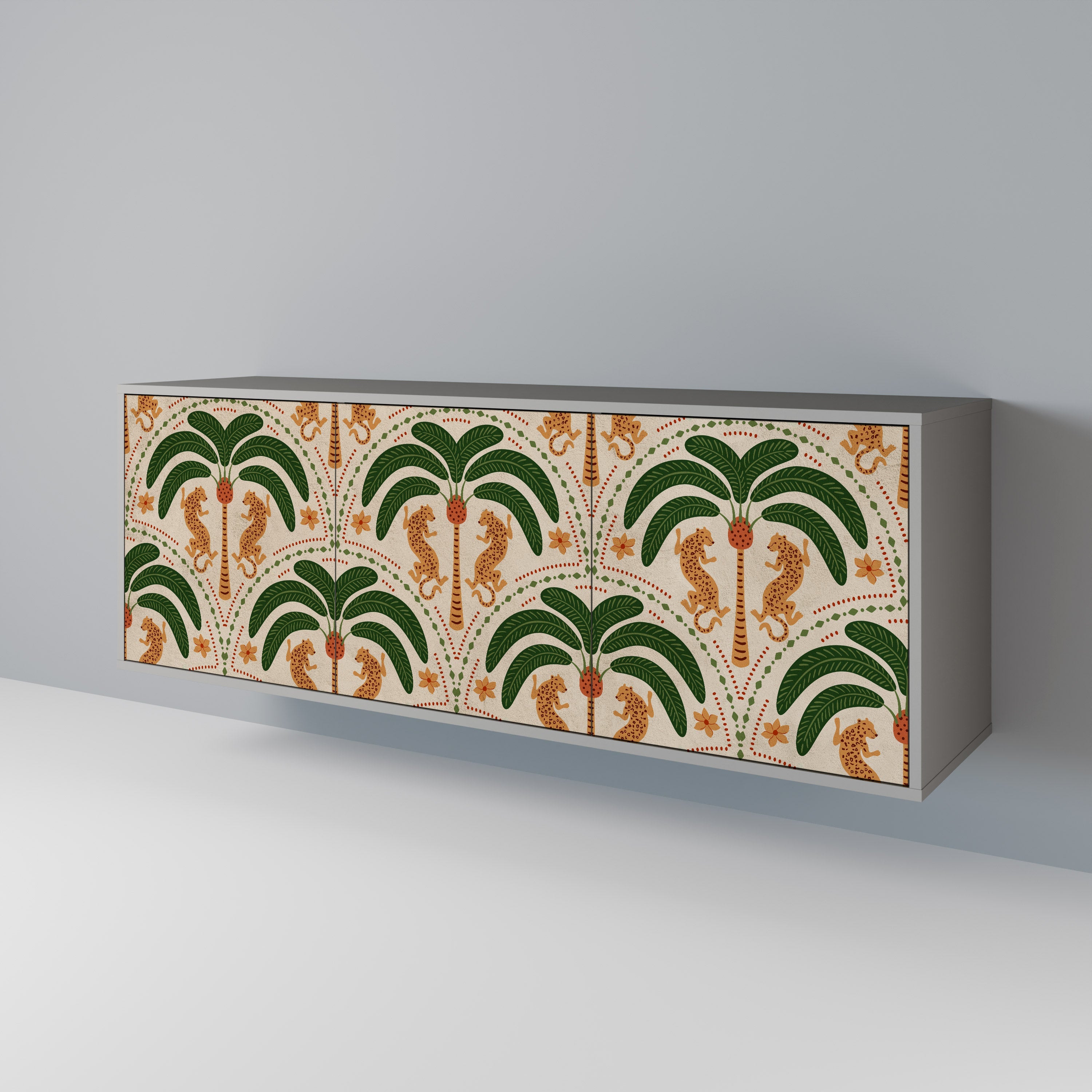 DANCING PREDATORS Aparador de 3 Portas em Acabamento Cinzento