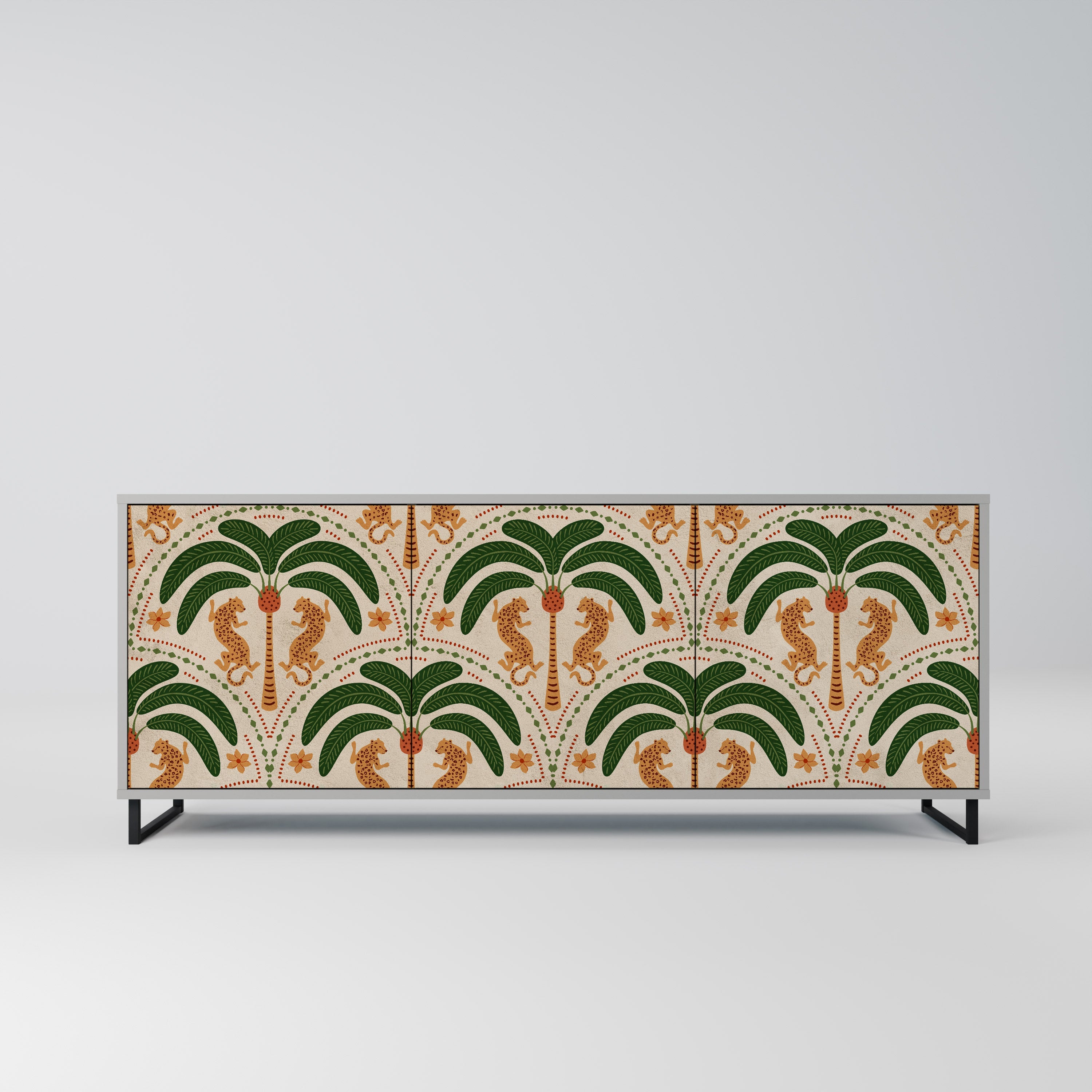 DANCING PREDATORS Aparador de 3 Portas em Acabamento Cinzento