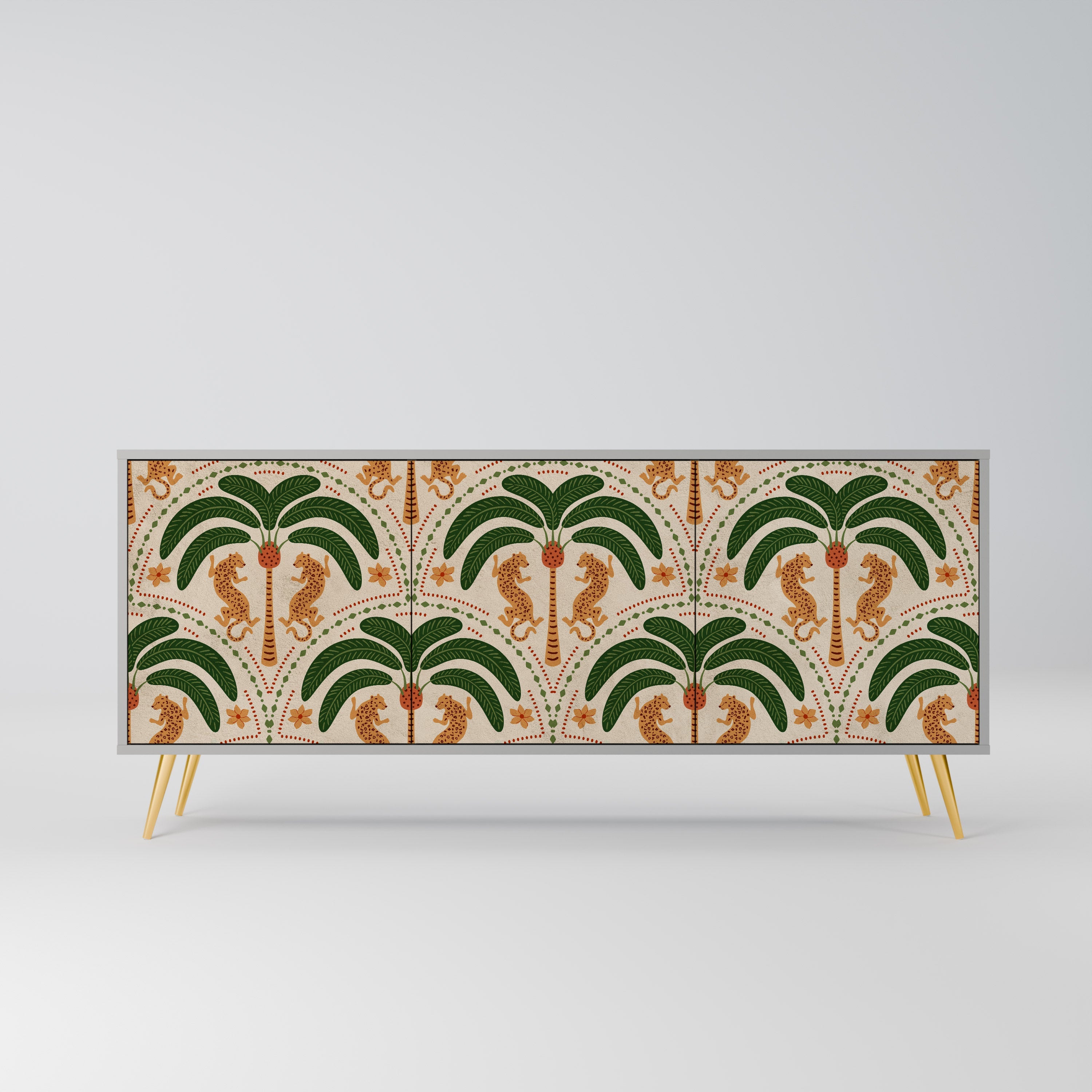 DANCING PREDATORS Aparador de 3 Portas em Acabamento Cinzento