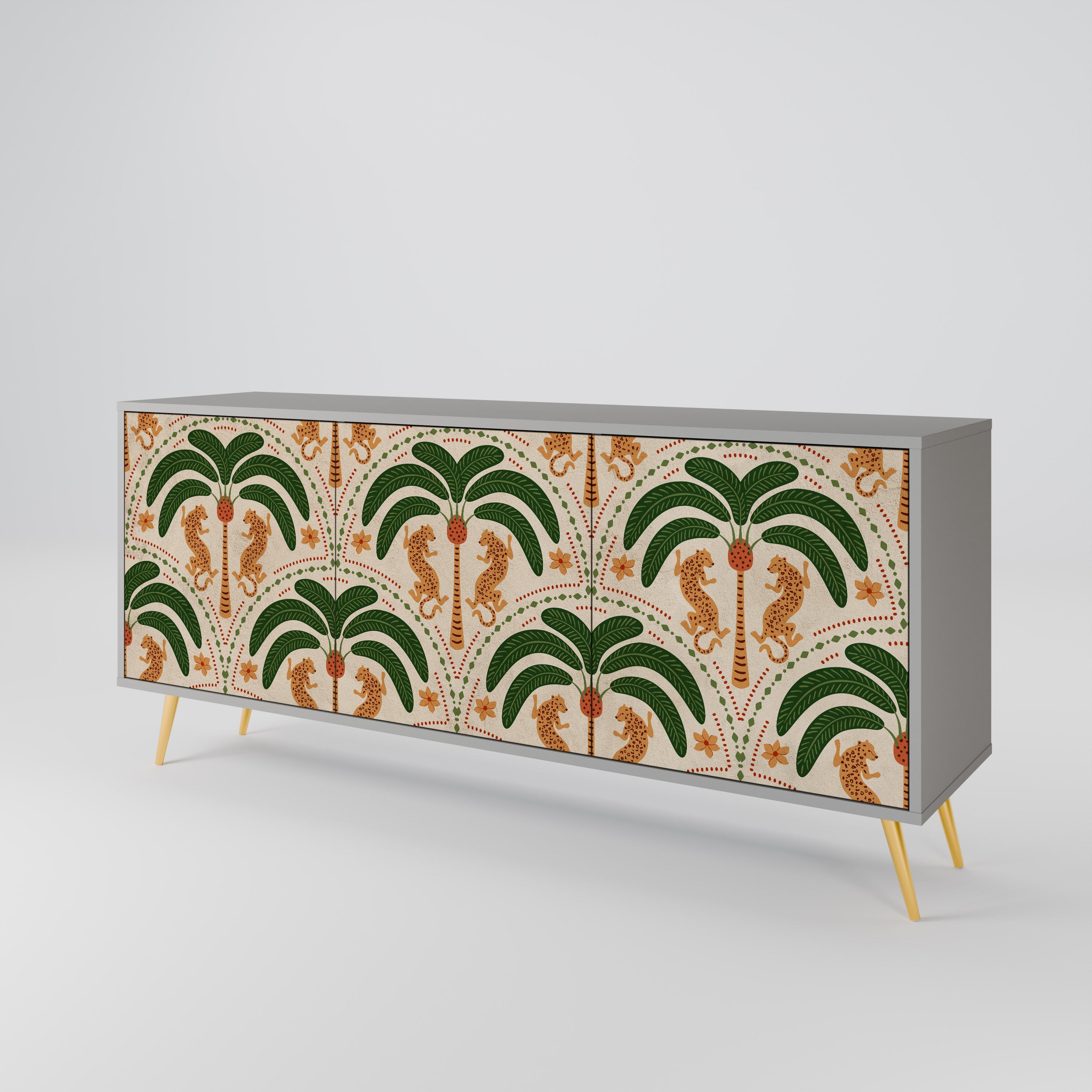 DANCING PREDATORS Aparador de 3 Portas em Acabamento Cinzento