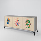 MYTHOLOGICAL CREATURES Aparador de 3 Portas em Acabamento Cinzento