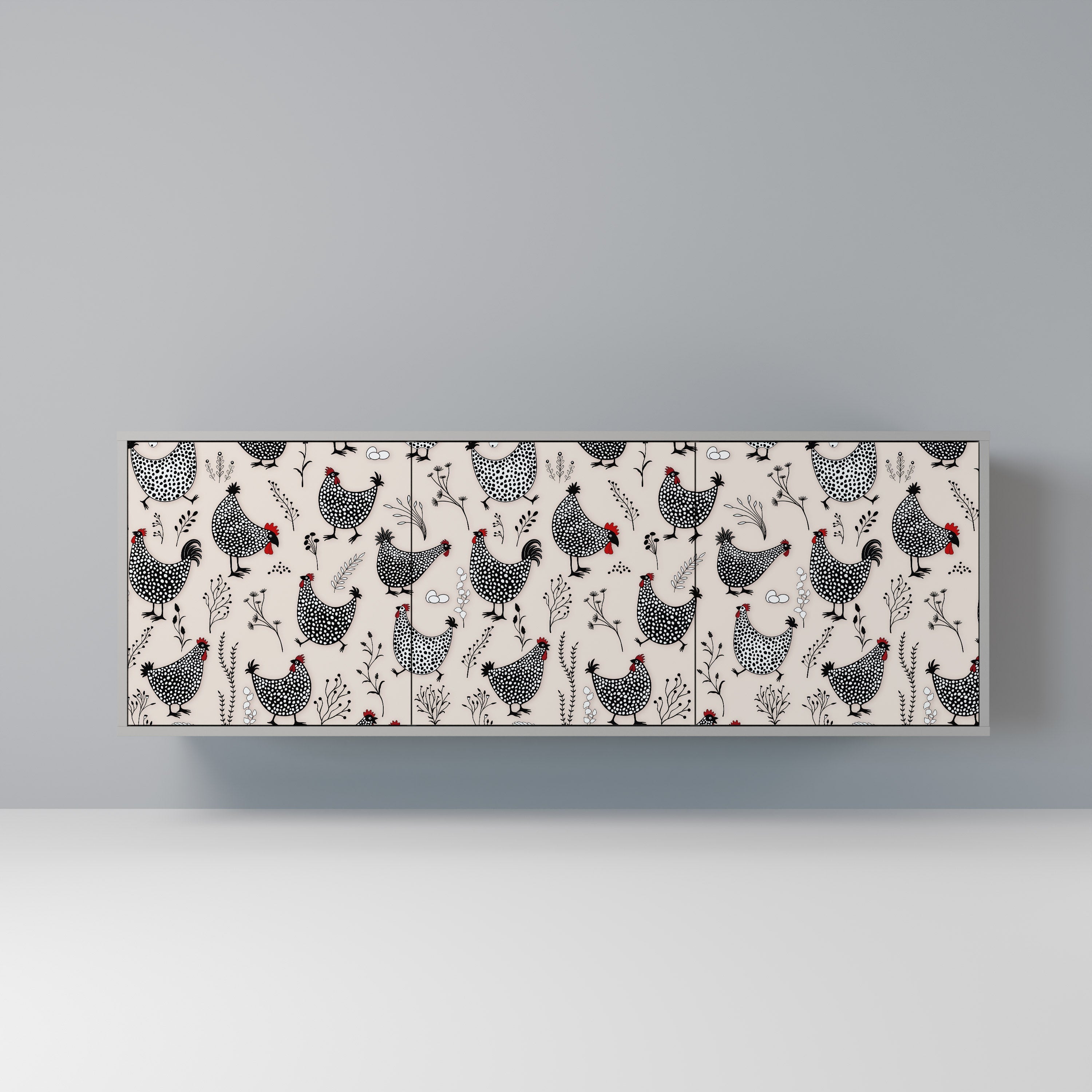 HAPPY HENS Aparador de 3 Portas em Acabamento Cinzento