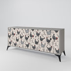 HAPPY HENS 3-Door Sideboard in Grey Finish