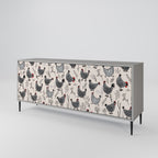 HAPPY HENS 3-Door Sideboard in Grey Finish