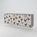HAPPY HENS 3-Door Sideboard in Grey Finish