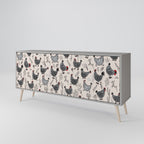 HAPPY HENS 3-Door Sideboard in Grey Finish