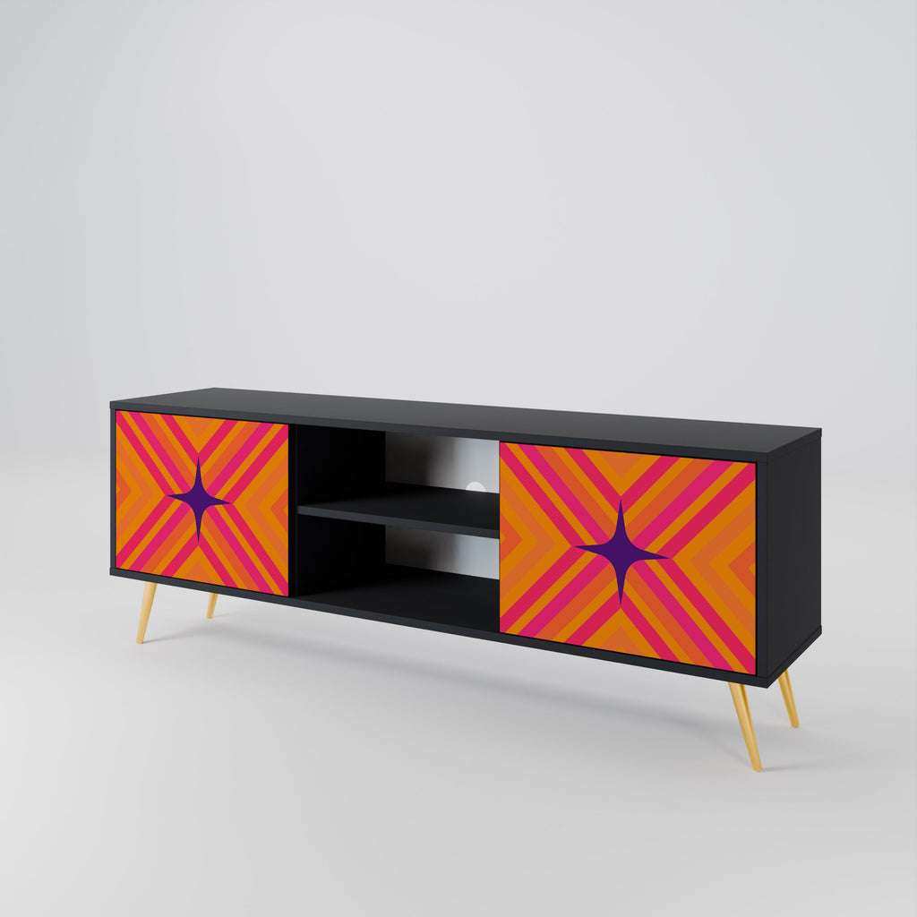 GEOMETRIC BRILLIANCE 2-Door TV Stand in Black Finish