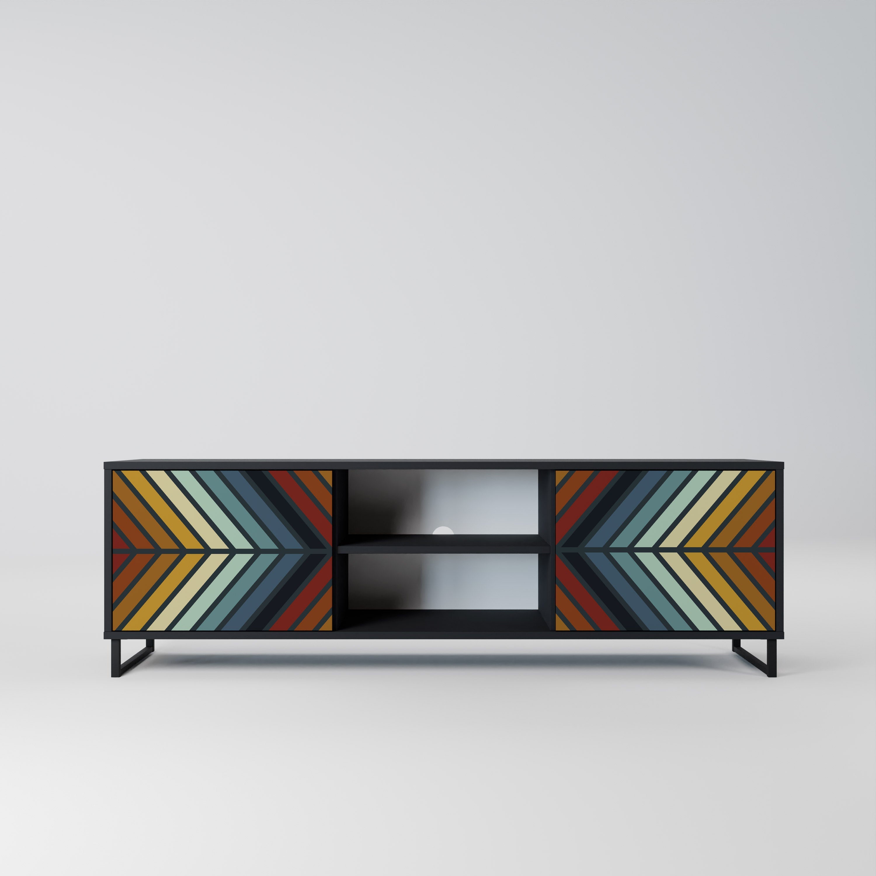 INDIGENOUS ZIGZAG 2-Door TV Stand in Black Finish