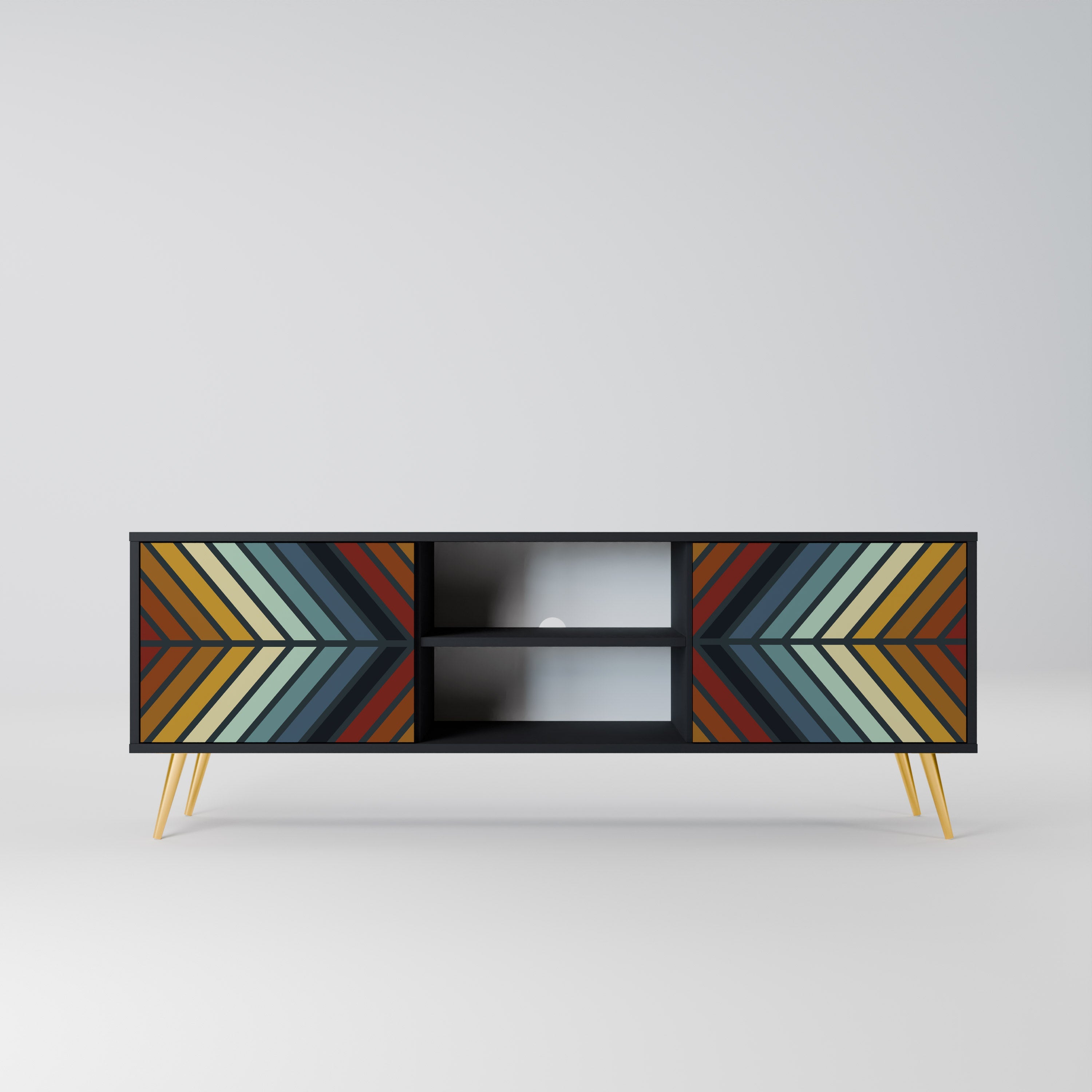 INDIGENOUS ZIGZAG 2-Door TV Stand in Black Finish