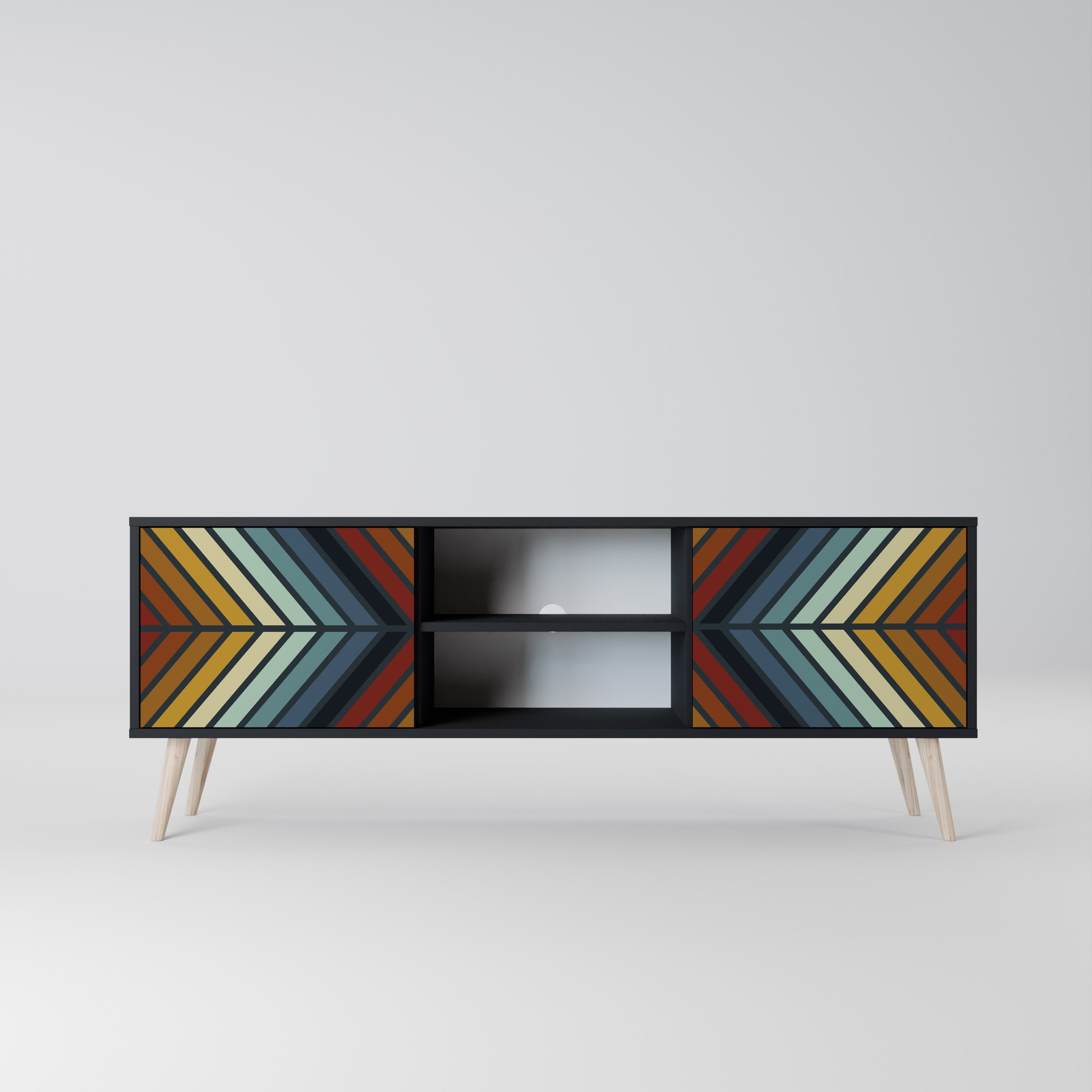 INDIGENOUS ZIGZAG 2-Door TV Stand in Black Finish