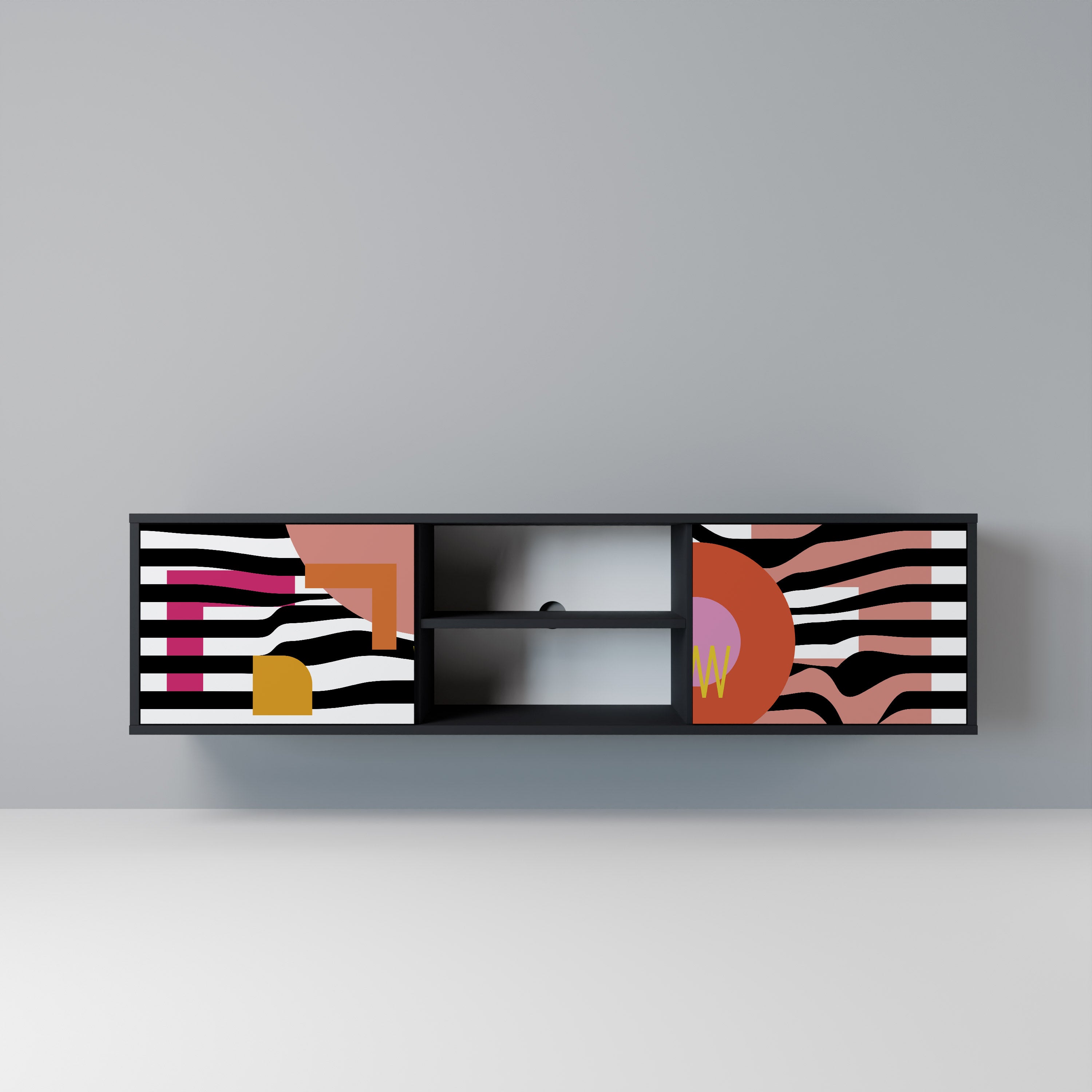 CHROMATIC ABSTRACT 2-Door TV Stand in Black Finish