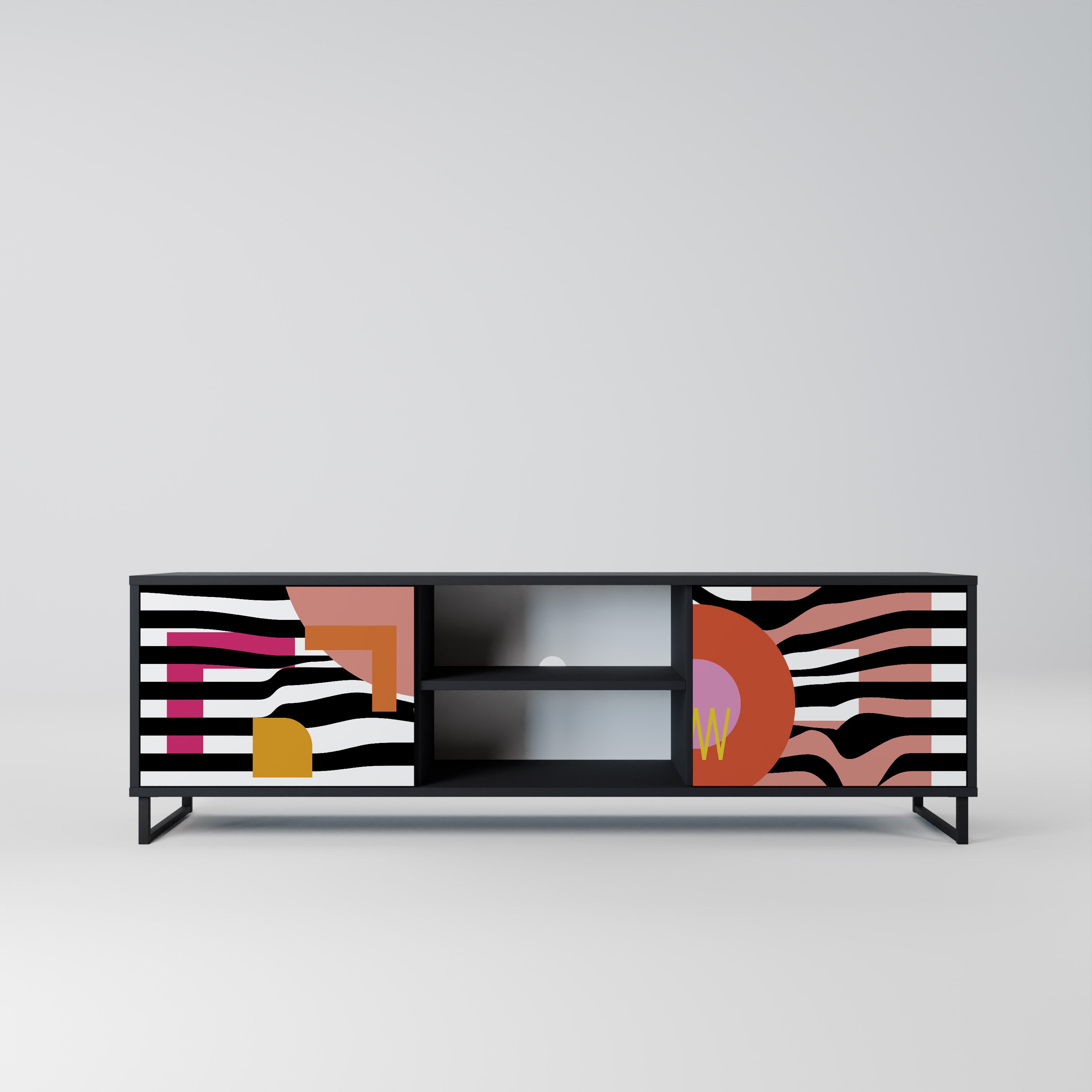 CHROMATIC ABSTRACT 2-Door TV Stand in Black Finish