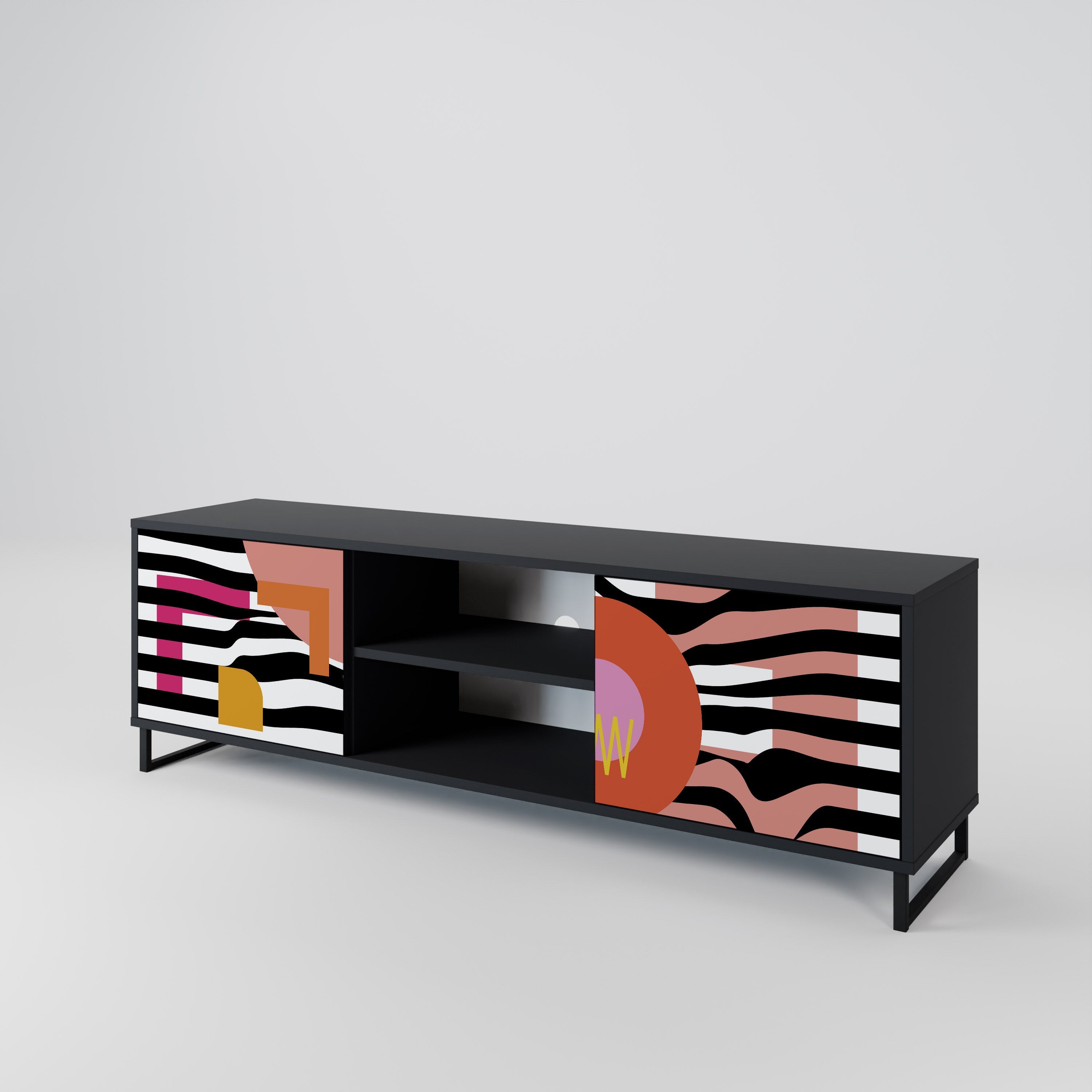 CHROMATIC ABSTRACT 2-Door TV Stand in Black Finish