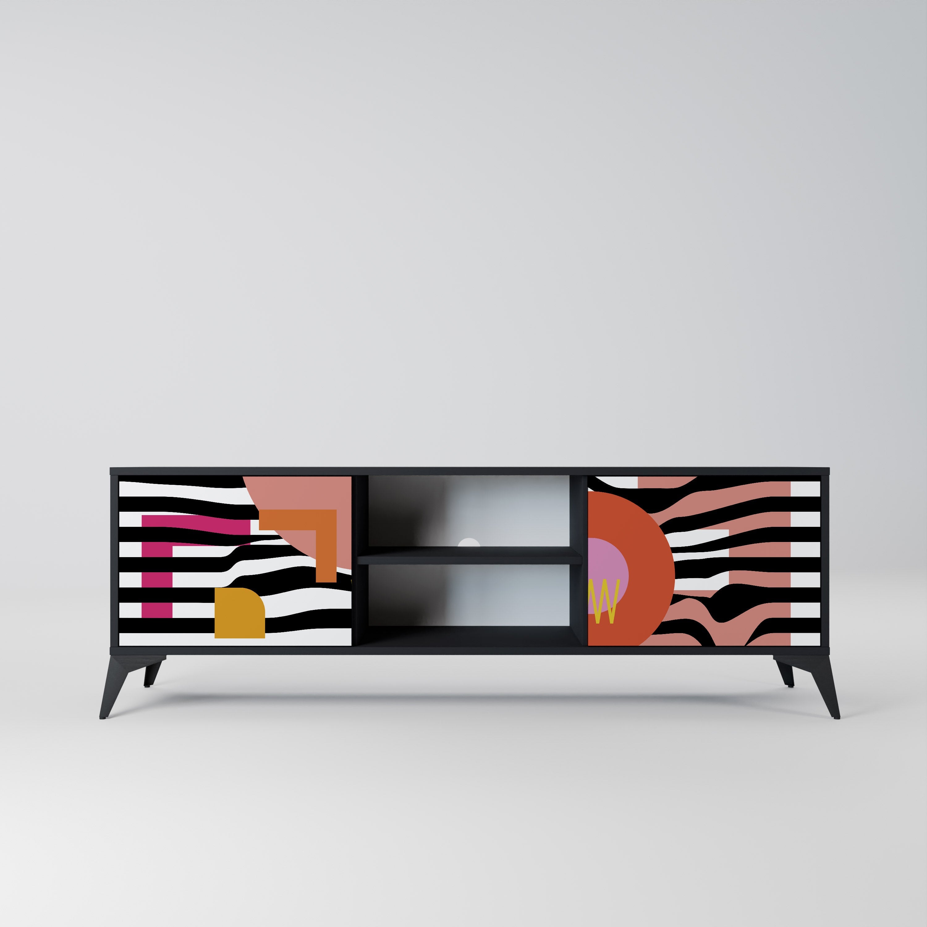 CHROMATIC ABSTRACT 2-Door TV Stand in Black Finish