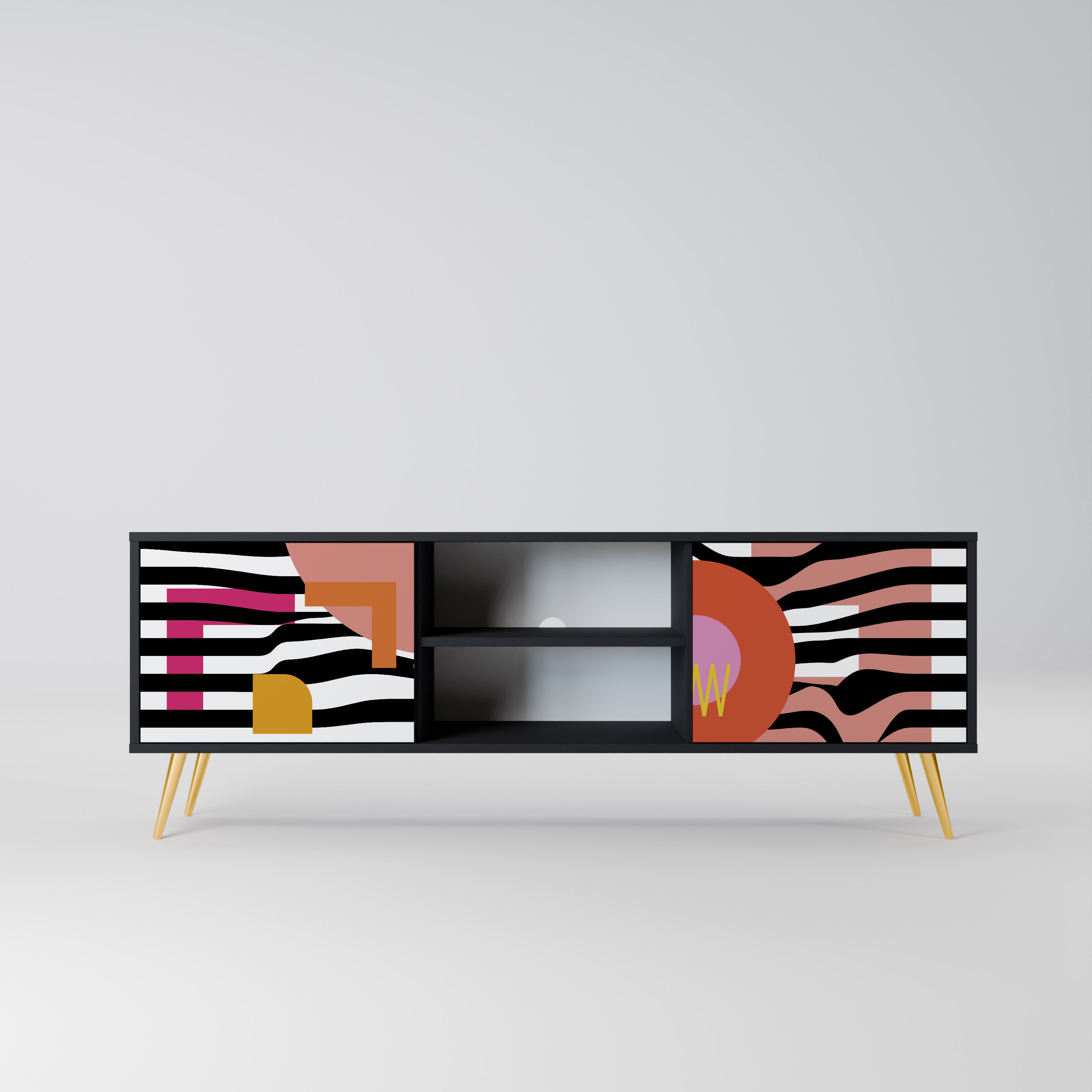 CHROMATIC ABSTRACT 2-Door TV Stand in Black Finish