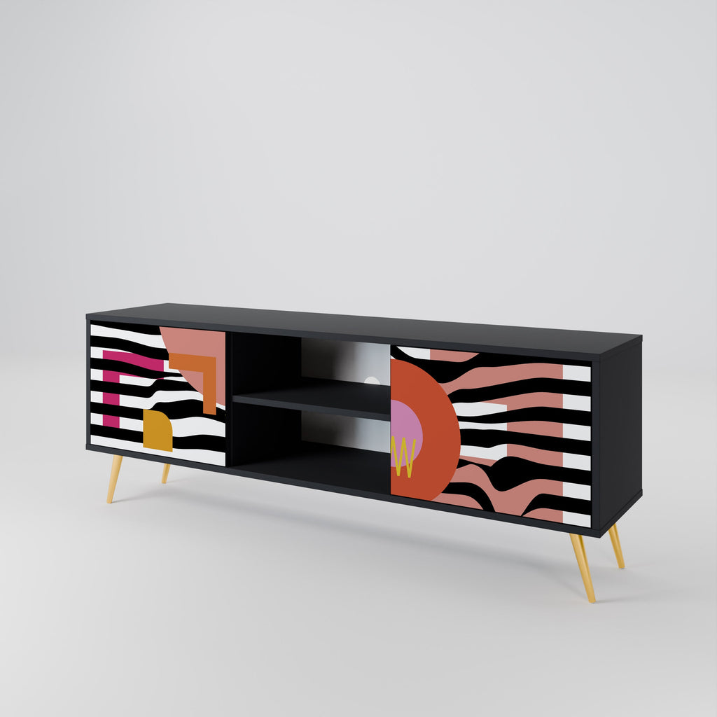 CHROMATIC ABSTRACT 2-Door TV Stand in Black Finish