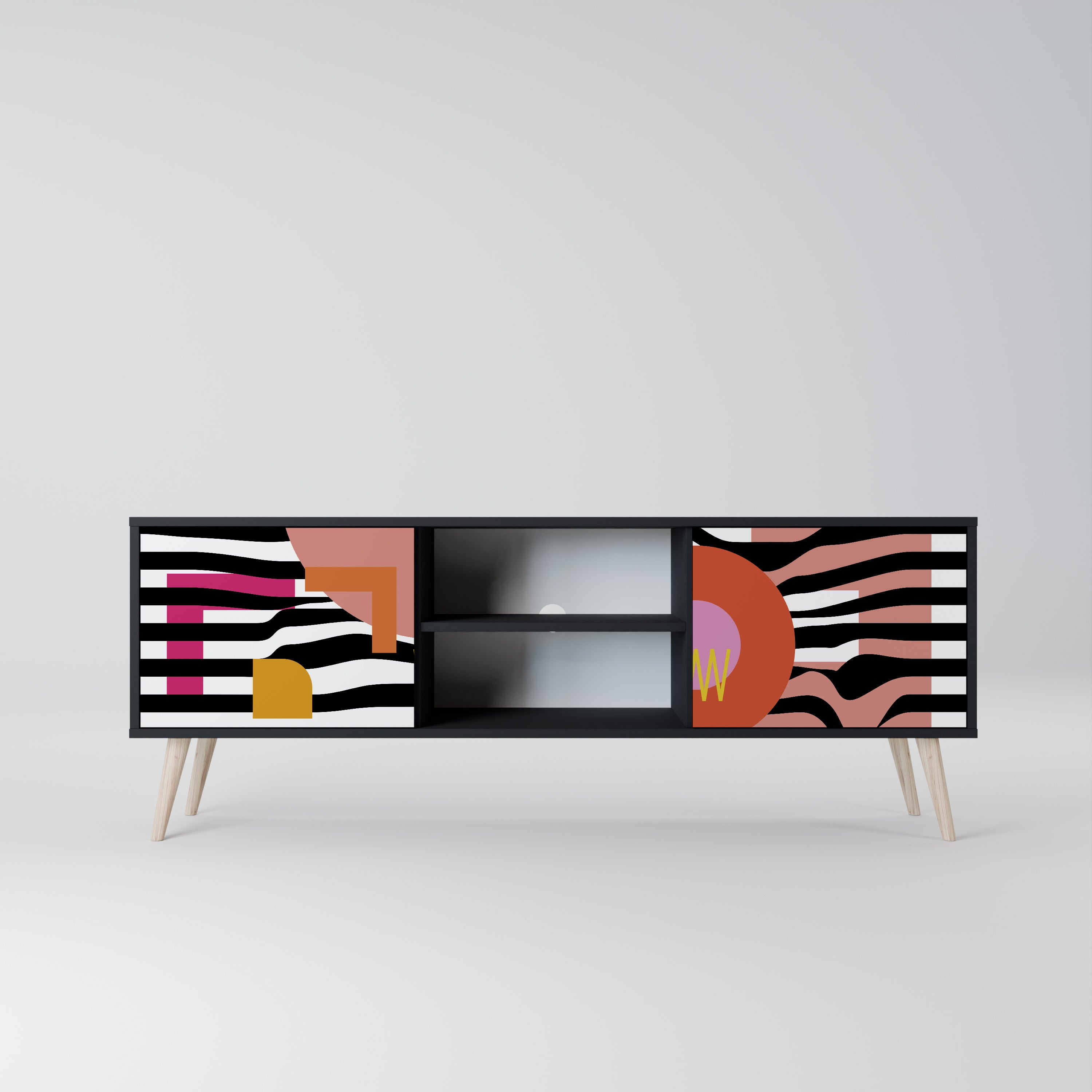 CHROMATIC ABSTRACT 2-Door TV Stand in Black Finish