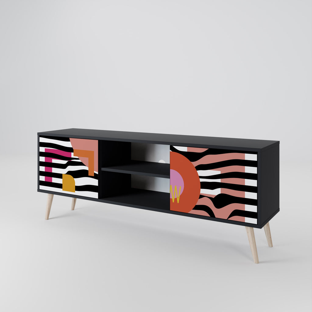 CHROMATIC ABSTRACT 2-Door TV Stand in Black Finish
