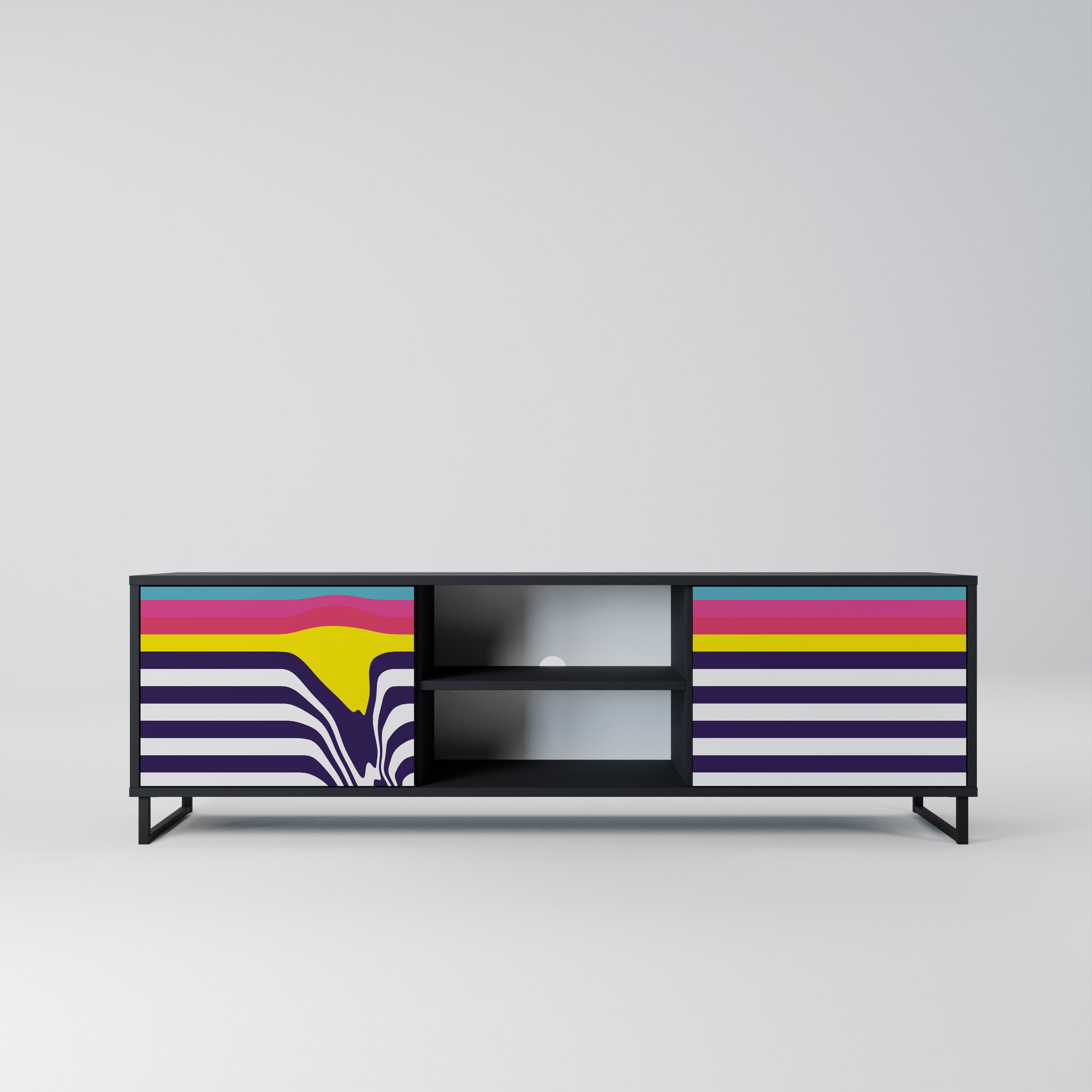 COLORFUL DIVERSION 2-Door TV Stand in Black Finish