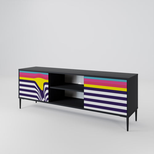 COLORFUL DIVERSION 2-Door TV Stand in Black Finish