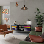 COLORFUL DIVERSION Móvel de TV com 2 Portas em Acabamento Preto