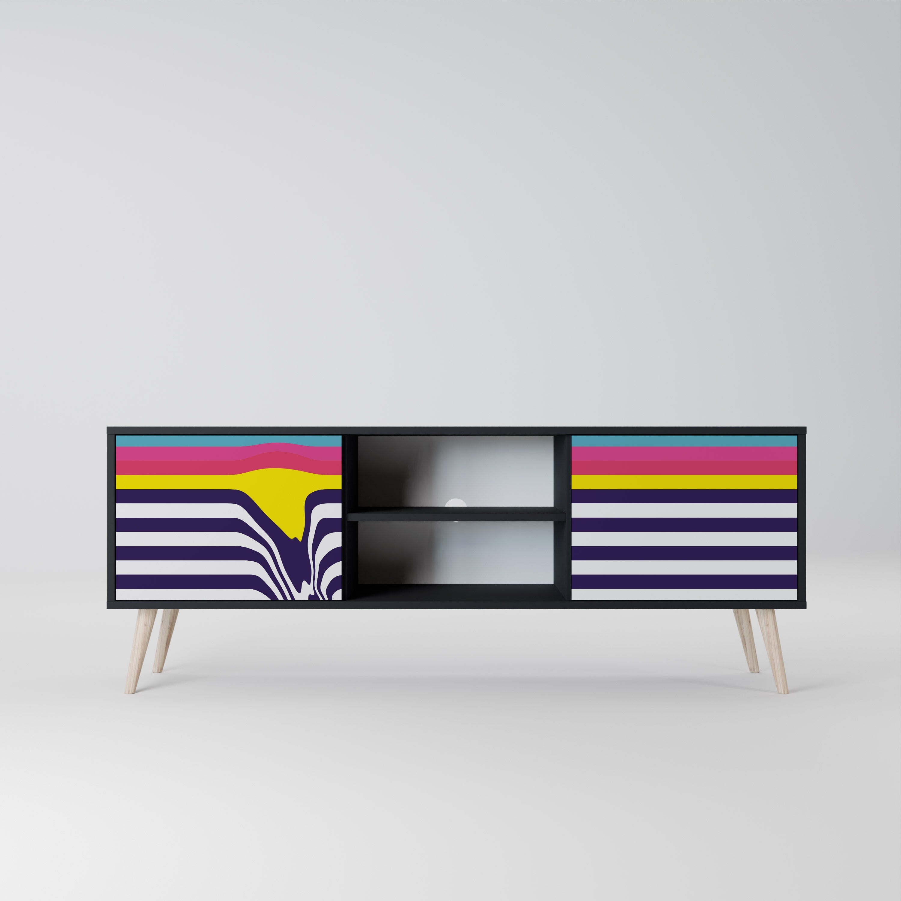 COLORFUL DIVERSION 2-Door TV Stand in Black Finish