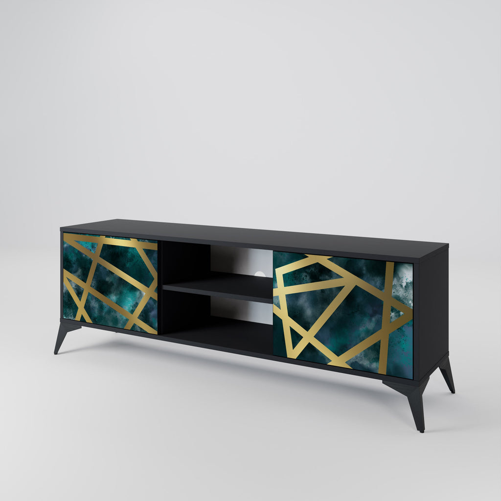 THE LABYRINTH OF GOLD 2-Door TV Stand in Black Finish