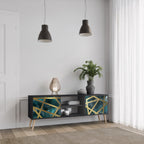 THE LABYRINTH OF GOLD 2-Door TV Stand in Black Finish