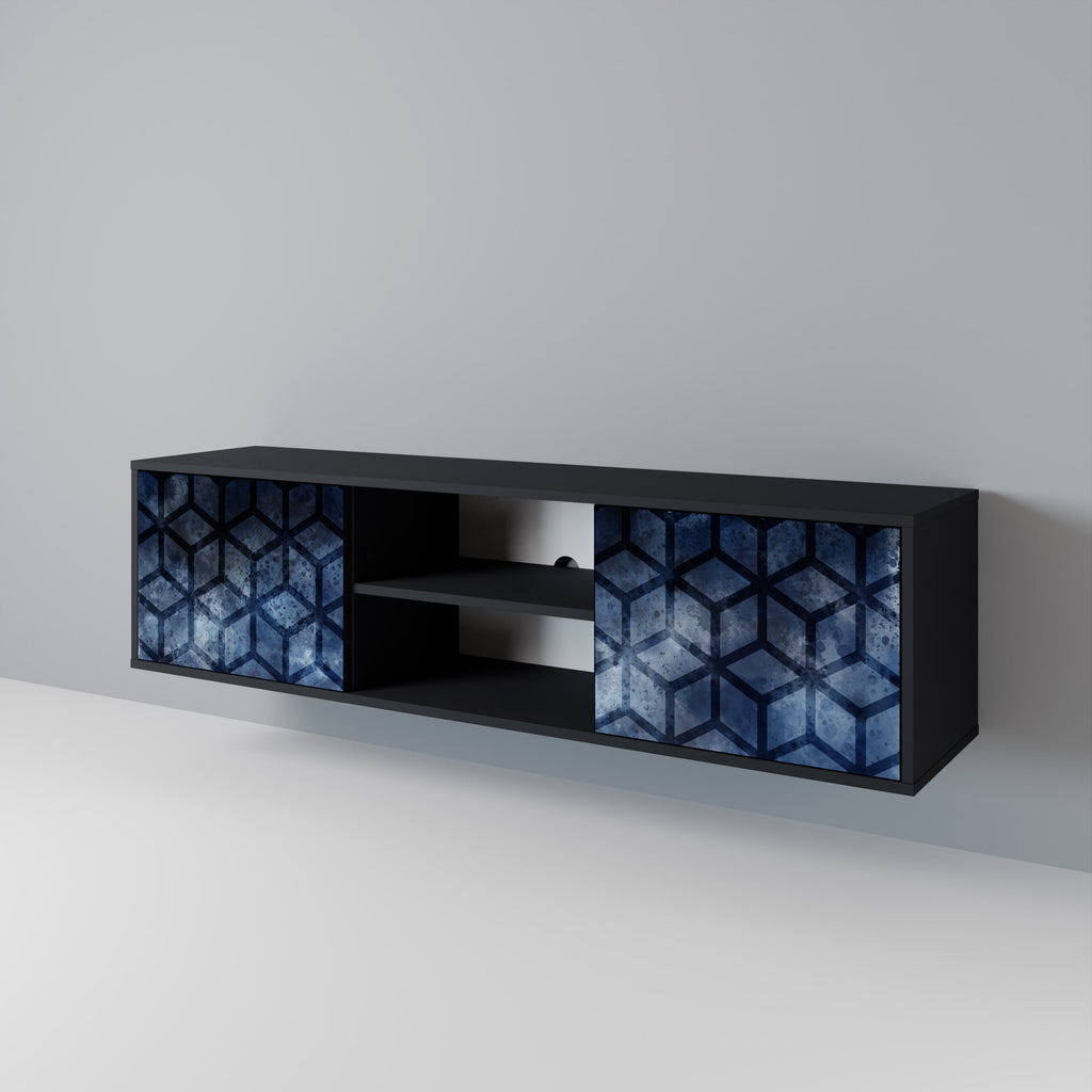 CUBIC MIST 2-Door TV Stand in Black Finish