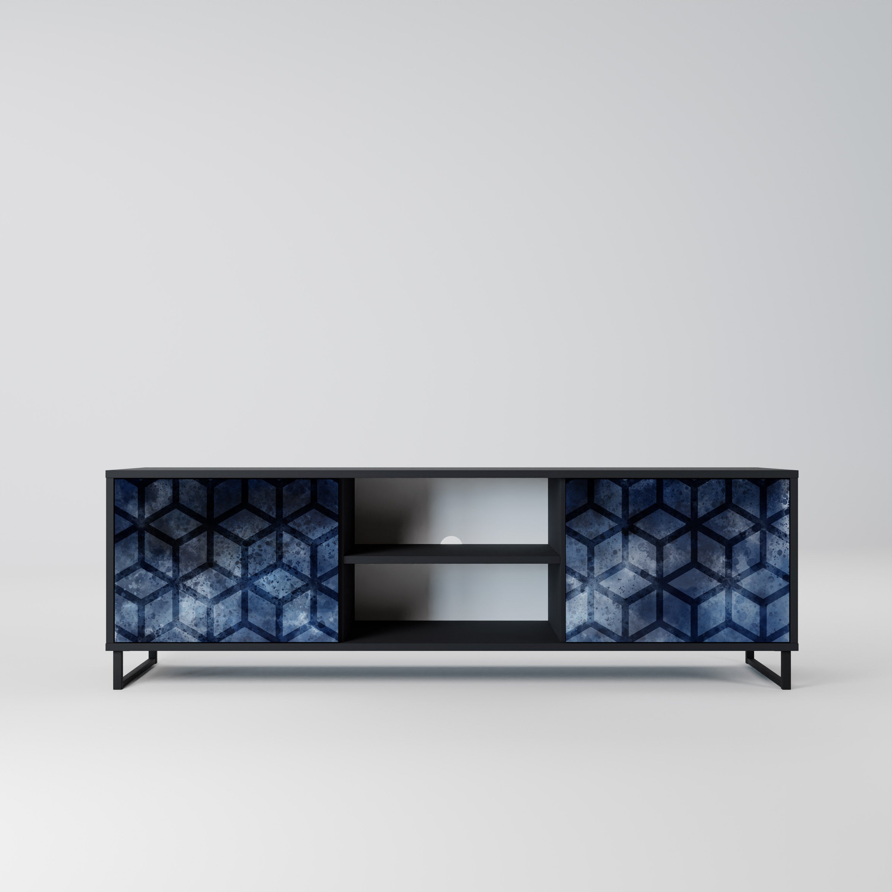 CUBIC MIST 2-Door TV Stand in Black Finish