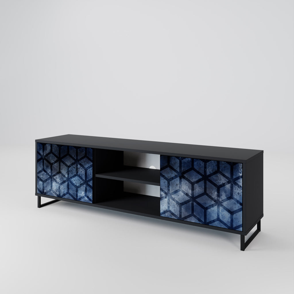 CUBIC MIST 2-Door TV Stand in Black Finish