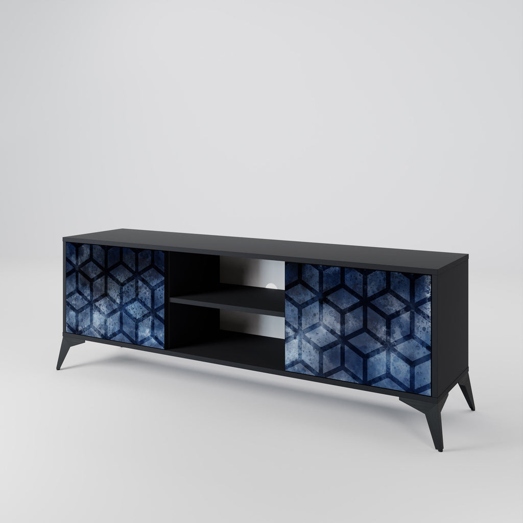 CUBIC MIST 2-Door TV Stand in Black Finish