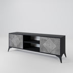 POLYGONAL ARTISTRY 2-Door TV Stand in Black Finish